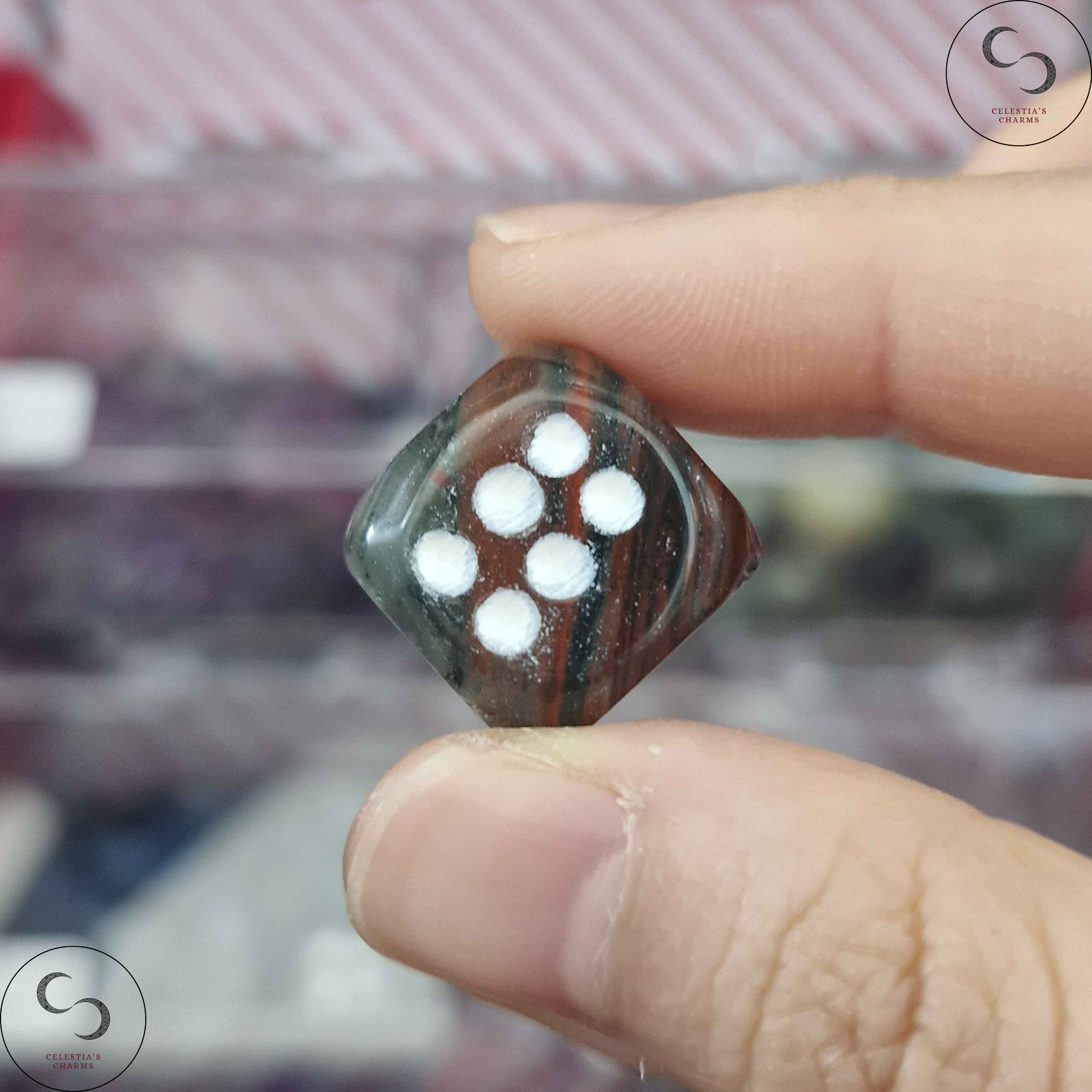Crystal Dice Bloodstone | Celestia's Charms