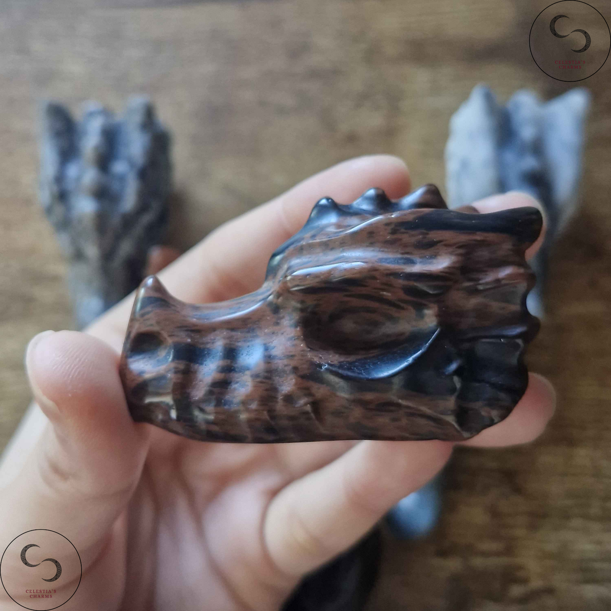 Crystal Dragon Head Mahogany Obsidian | Celestia's Charms