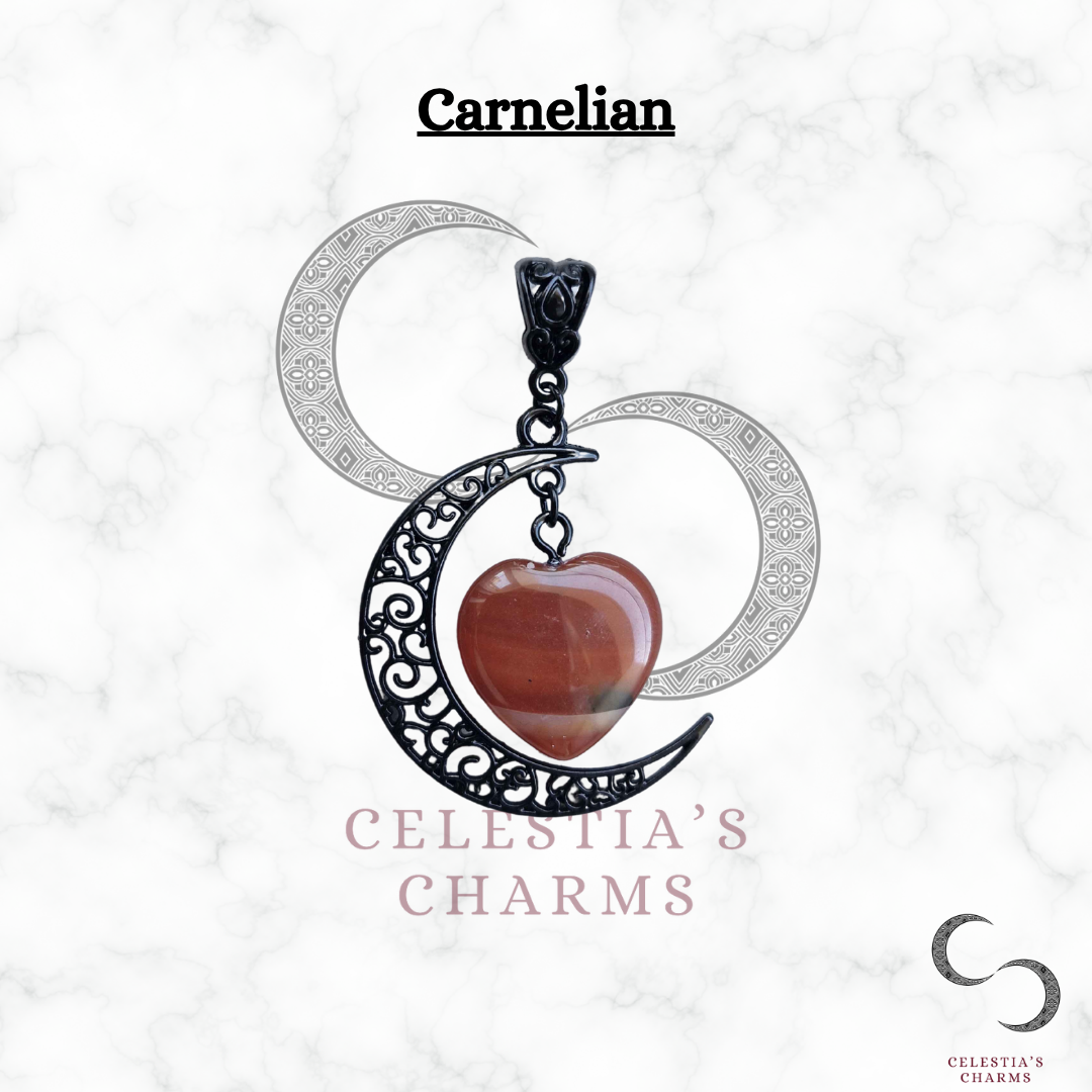 Filigree Crescent Crystal Pendant