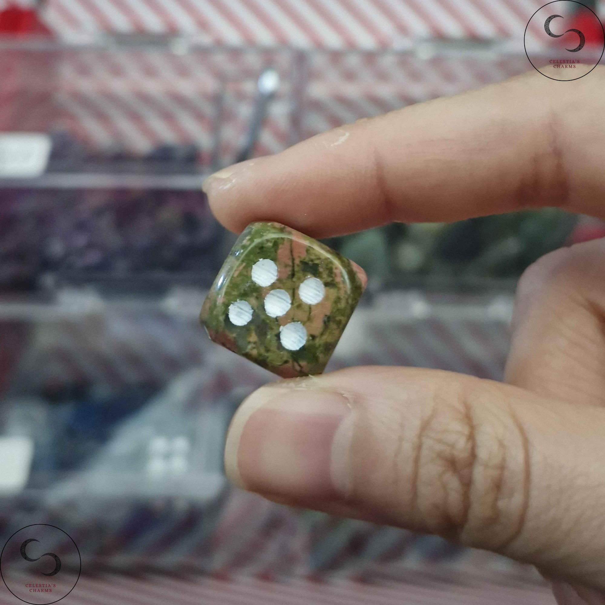 Crystal Dice Unakite | Celestia's Charms