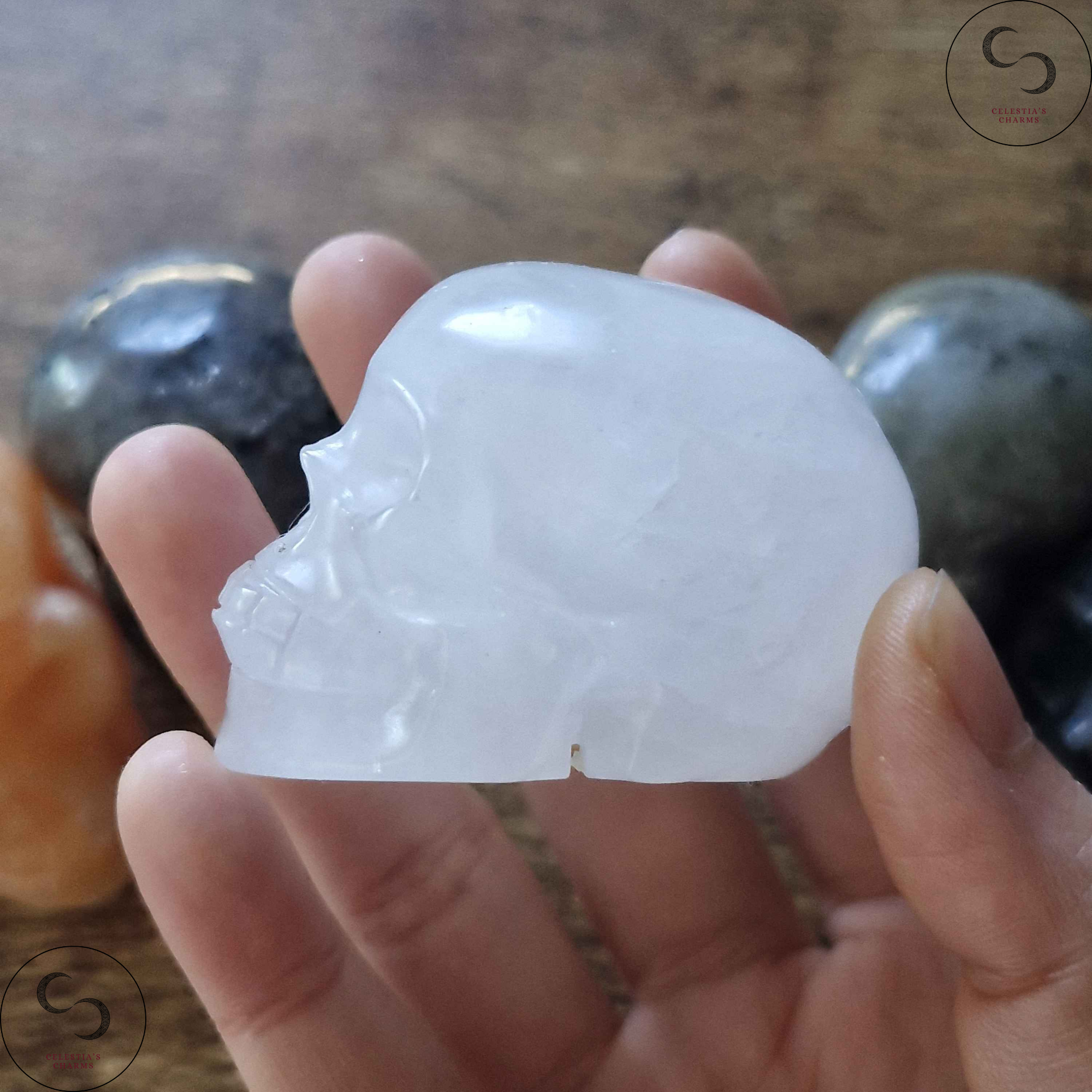 Crystal Skulls Milky Quartz | Celestia's Charms