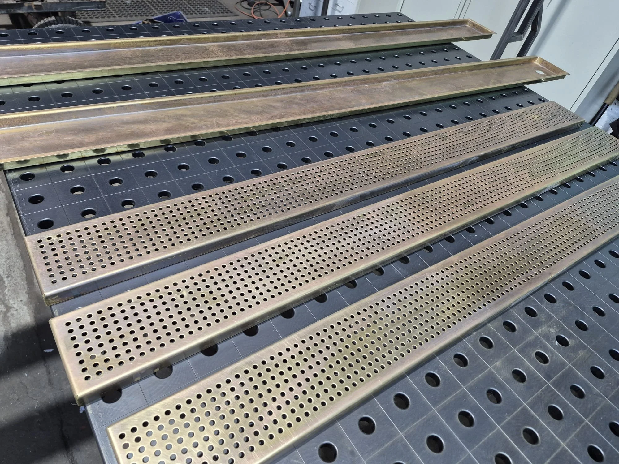 Hand aged brass, antiqued brass 