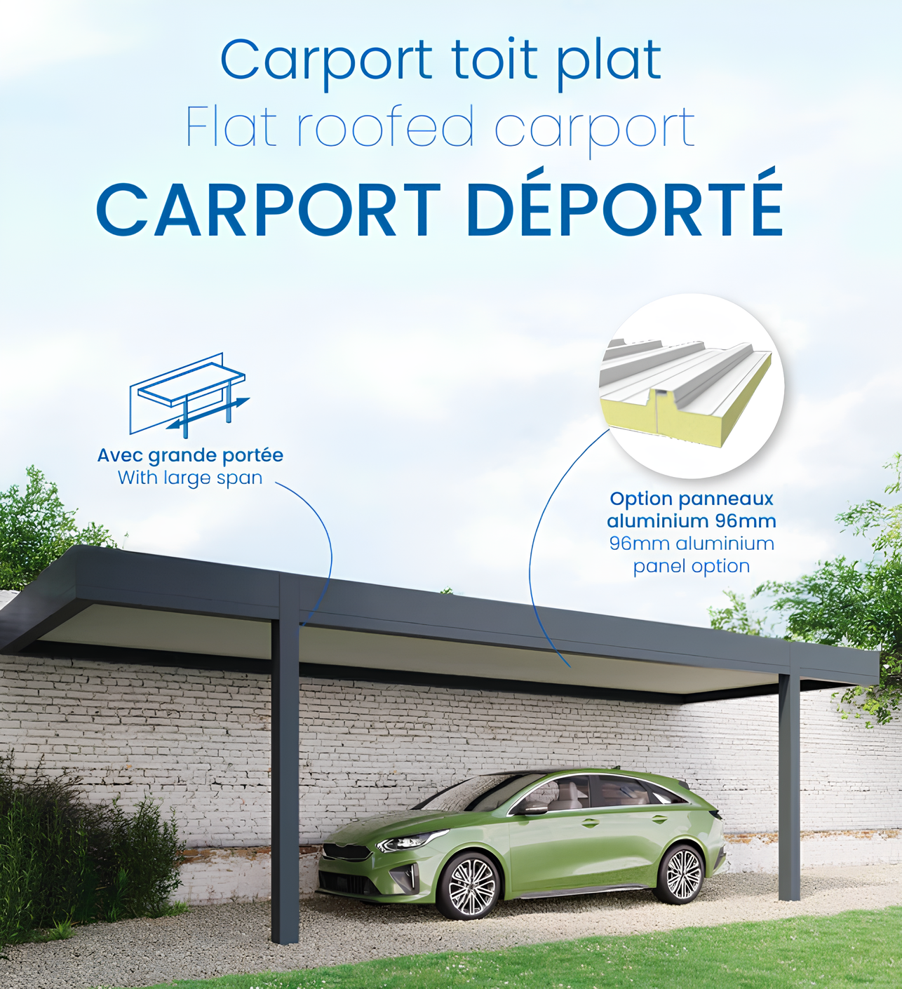 Carport titan poteau déporté