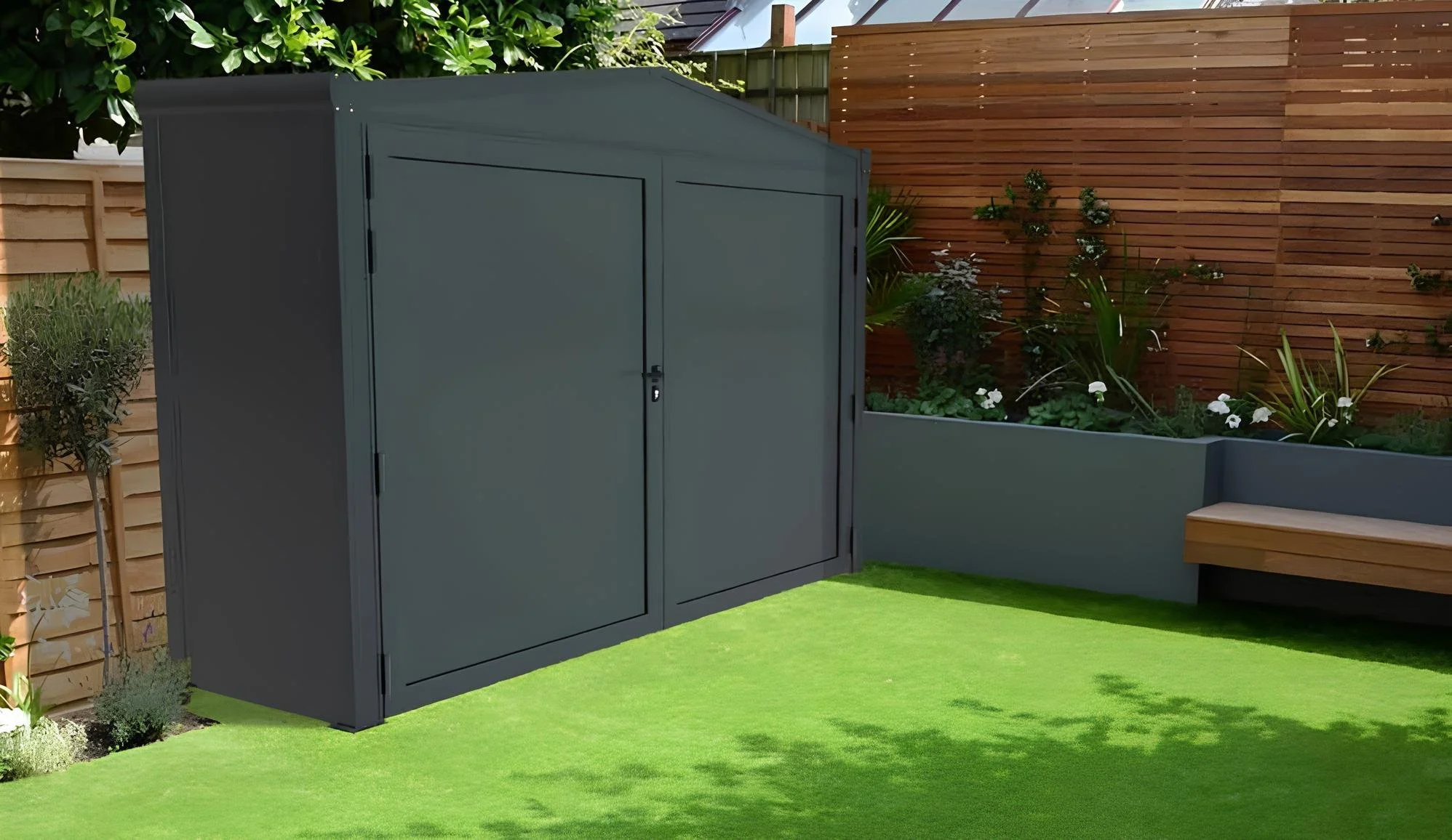 Abri de Rangement : modulaire avec toiture polycarbonate