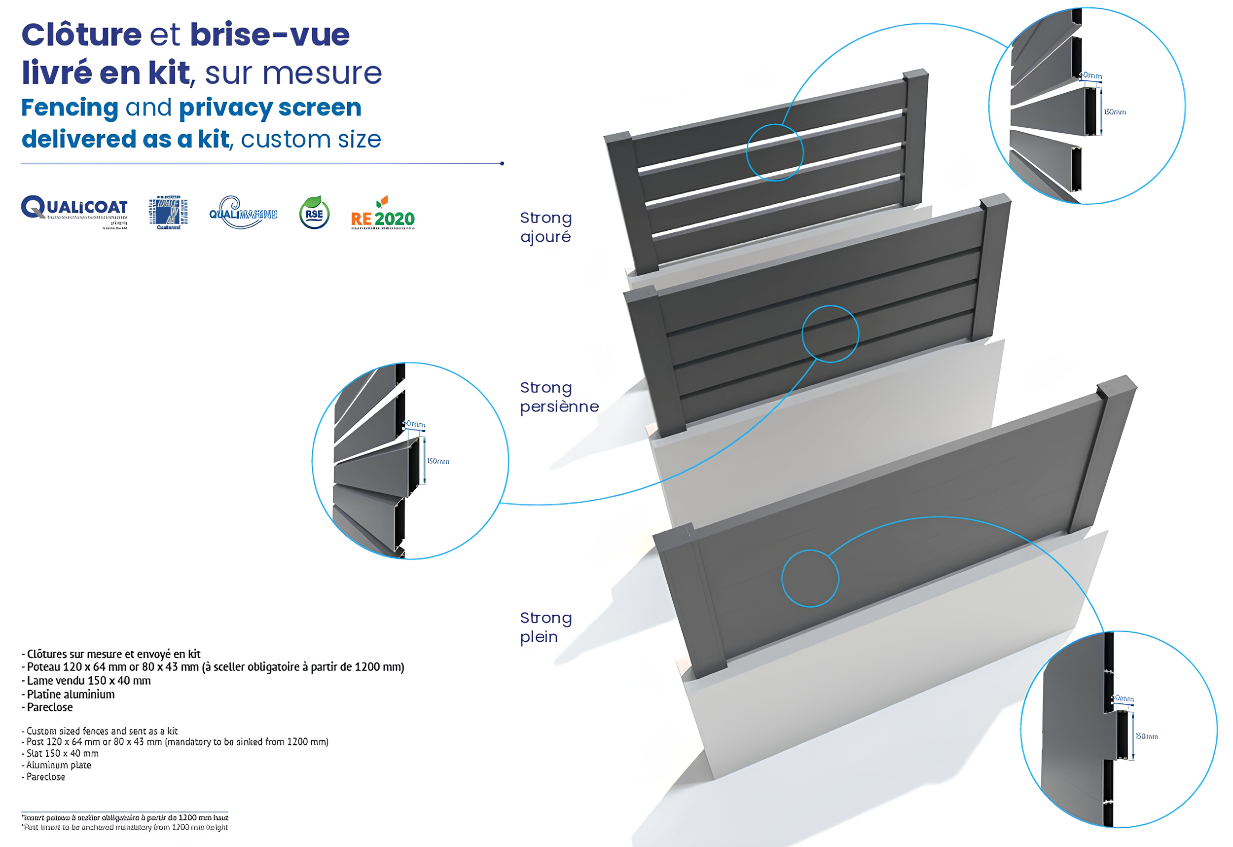 Clôtures et brise vue livré en kit