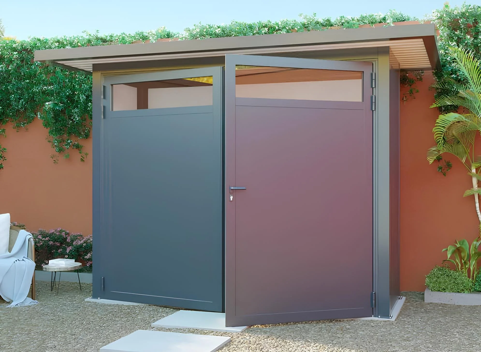 Abri de Rangement : Modulaire avec toiture toit plat