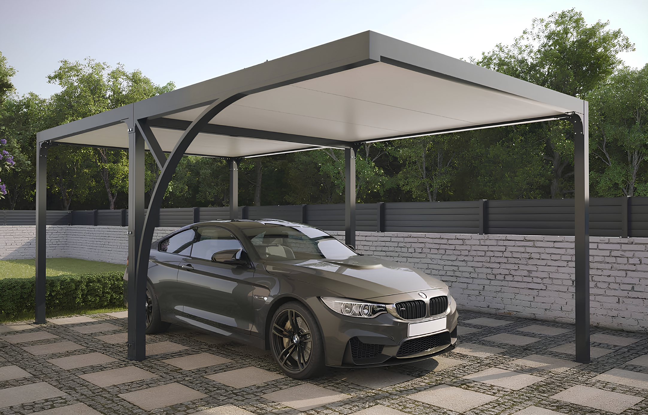 Carport toit plat avec dégagement