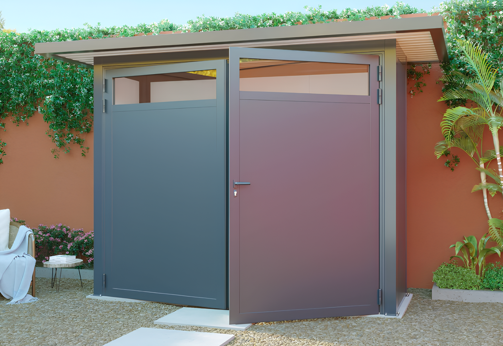 Abri de Rangement Métallique à Toit Plat