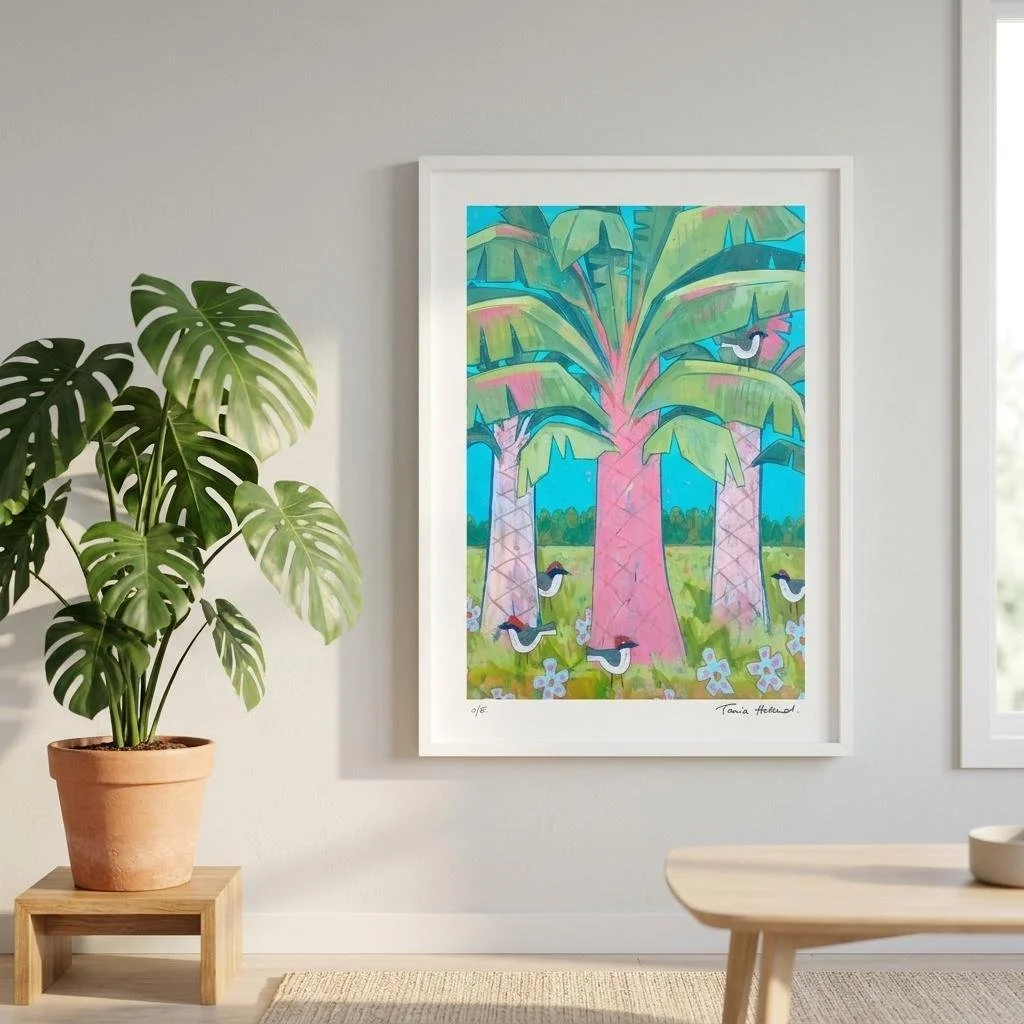 Palms With Sparrows Giclee Print A2