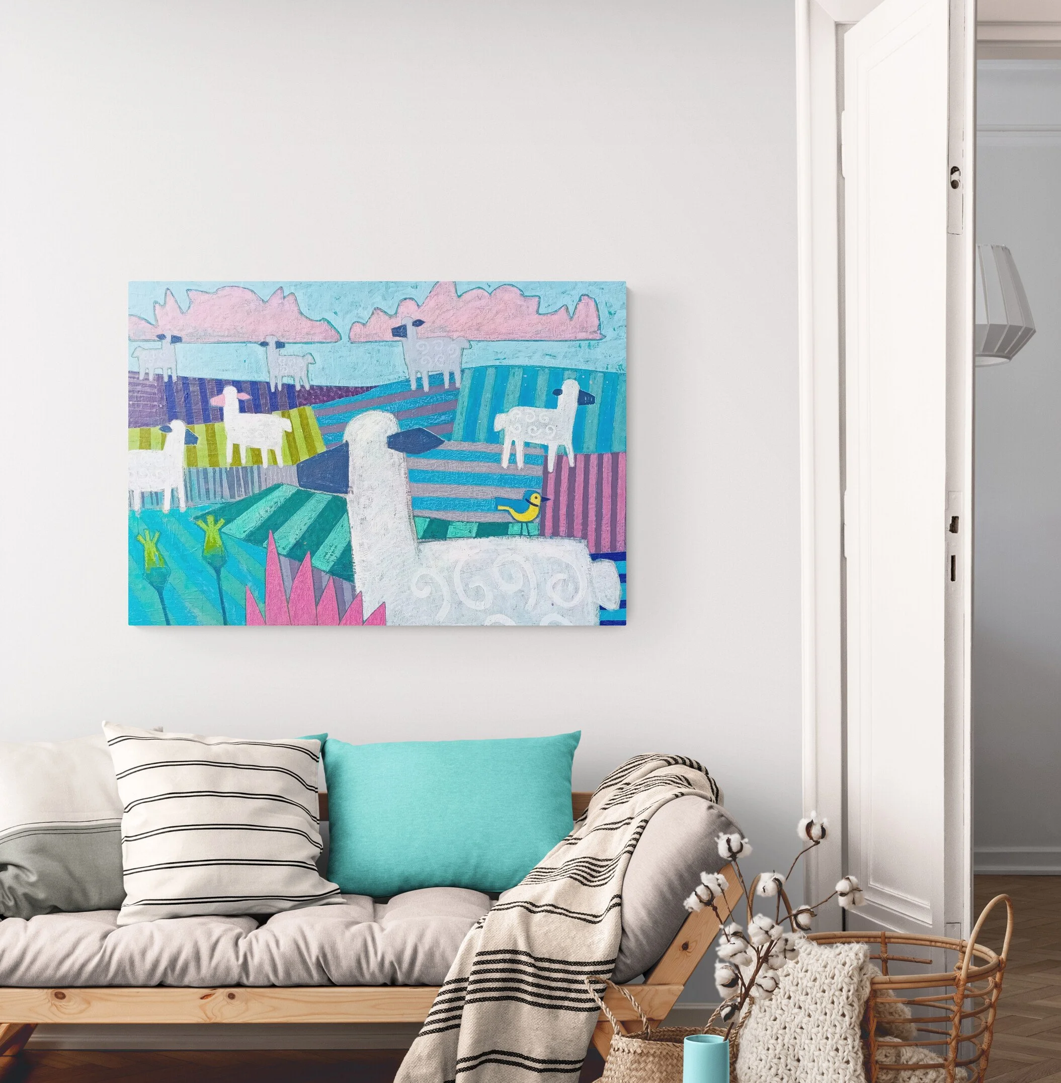 Field Of Sheep, Acrylic on Canvas £560