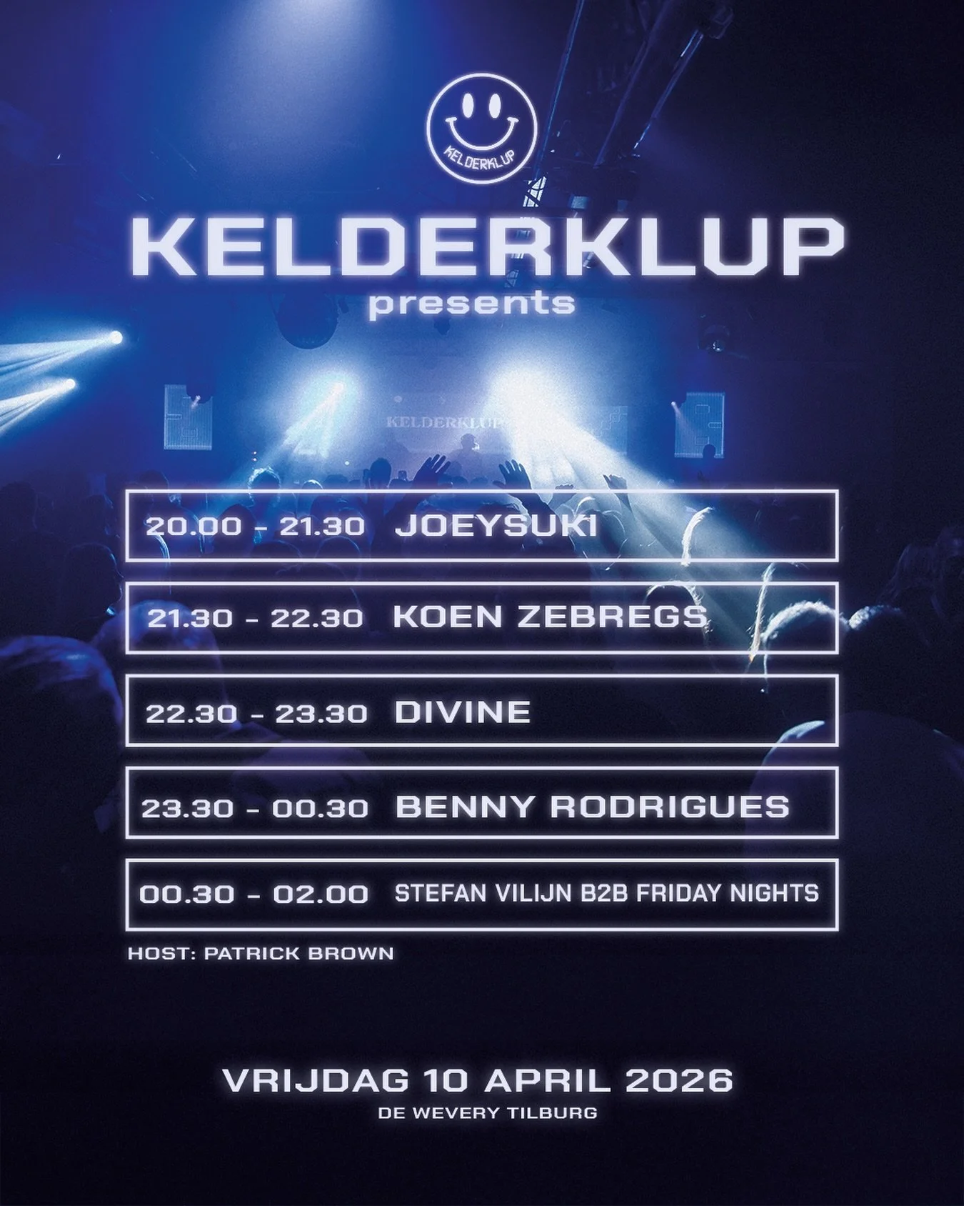 De timetable 💙🪩

Kom lekker op tijd 😍

Late tickets via de link in bio!