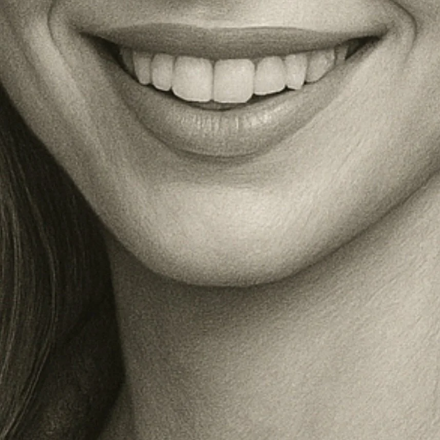 &ldquo;Her smile breaks the geometry, a rebellion drawn in light.&rdquo;