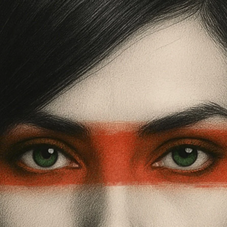 &ldquo;Her gaze does not soften, does not explain, does not move aside.
It remains, clear, present, unavoidable.&rdquo;