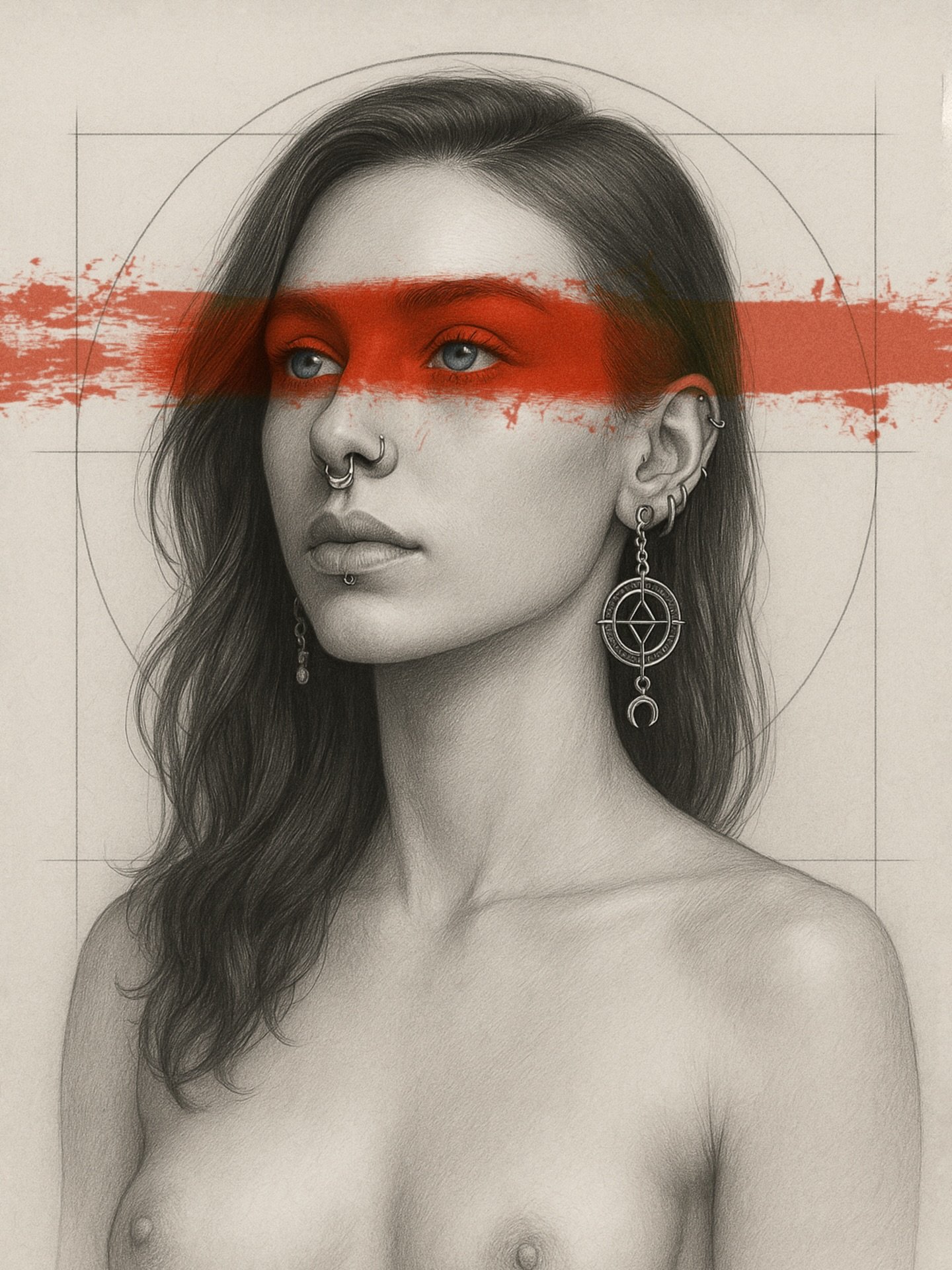 Silentium &ndash; Genesis Edition
&ldquo;The red stroke becomes a horizon line, where perception settles and listens.
Here, fire is not urgency, it is awareness, suspended between thought and intuition.&rdquo;