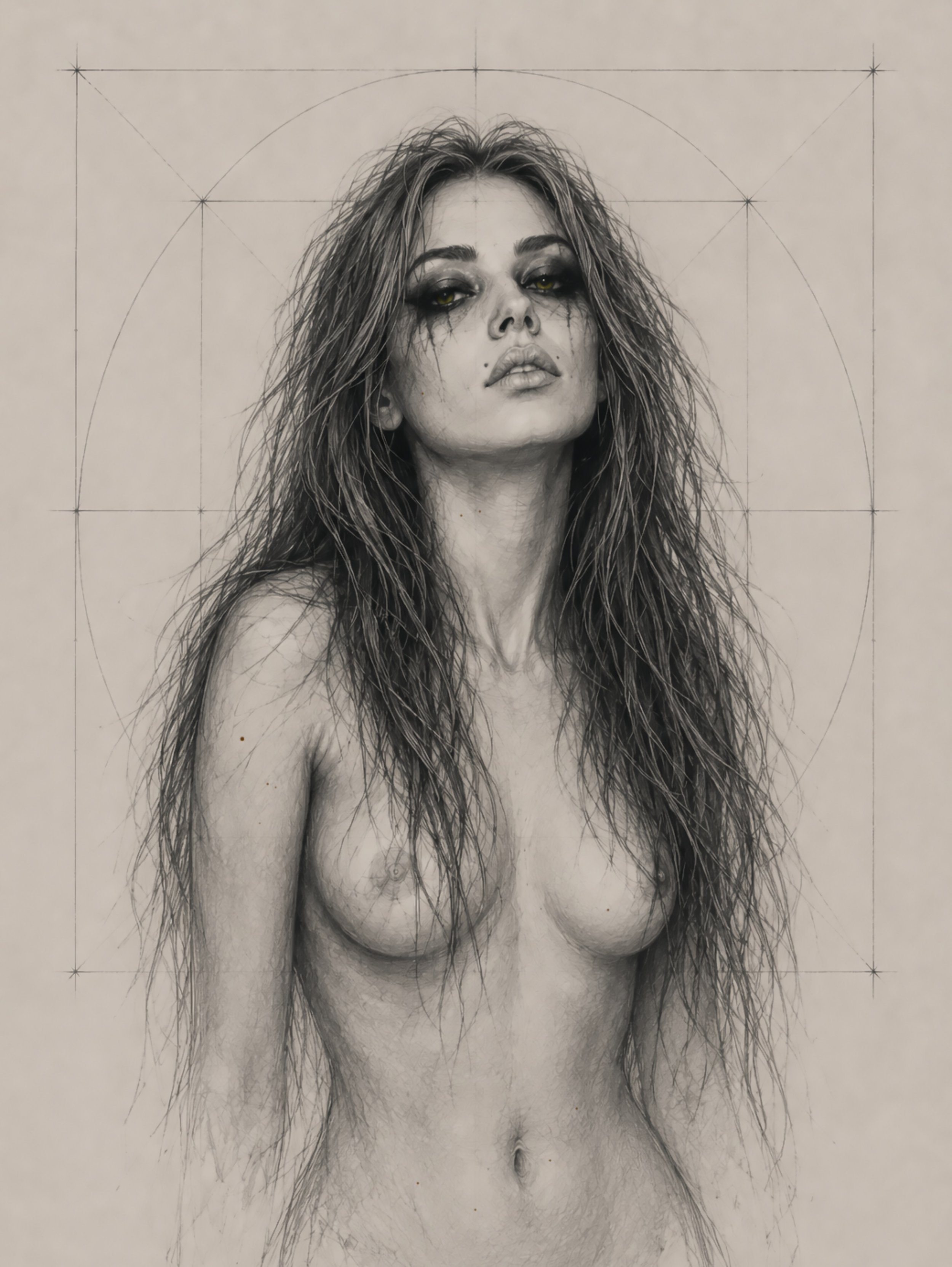 SILENT FACES &mdash; REBORN &mdash; #04 

#VESPER

&bull; MEDIUM
Graphite study, digital-assisted composition, fine-art print &amp; hand-finished intervention

&bull; CONCEPT
Vesper belongs to the moment when light disappears but darkness has not yet