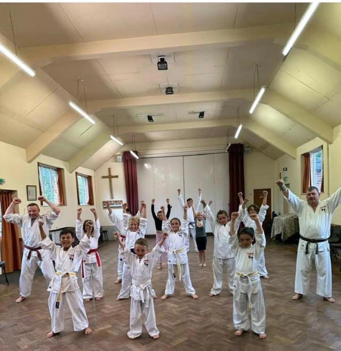 Group photo of students training