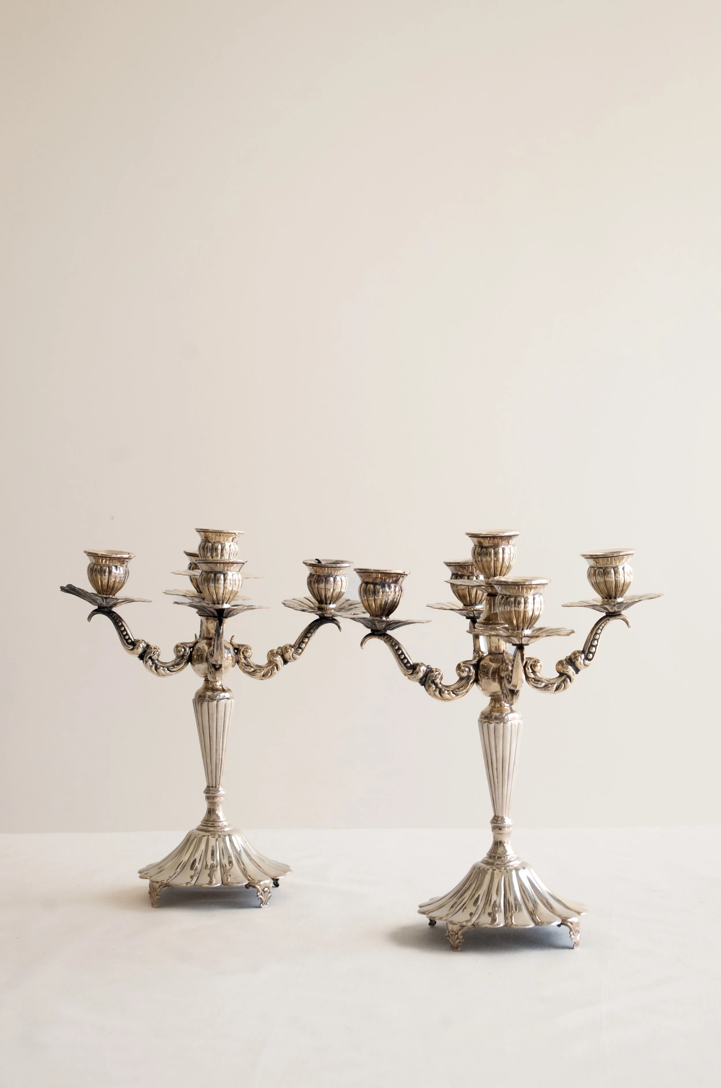 Rocaille Silver-Plated Candelabras - Pair