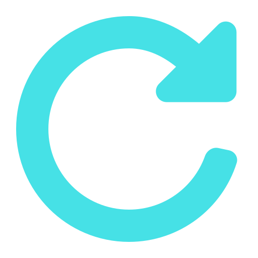 Blue refresh or reload icon with circular arrow on a transparent background.