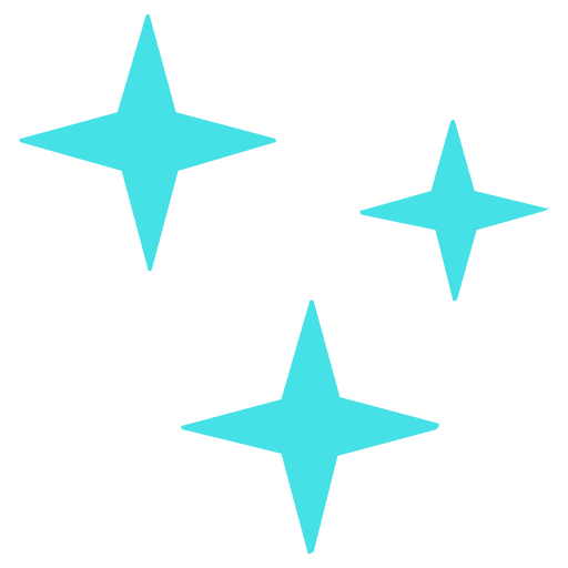 Three blue star-shaped sparkles against a transparent background.