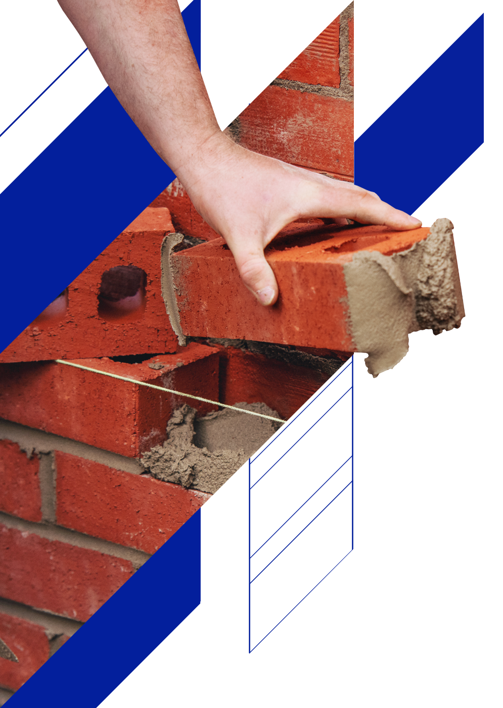A person laying bricks on a wall with mortar under construction.