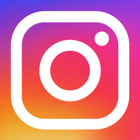 Instagram logo with a gradient background of purple, pink, orange, and yellow.