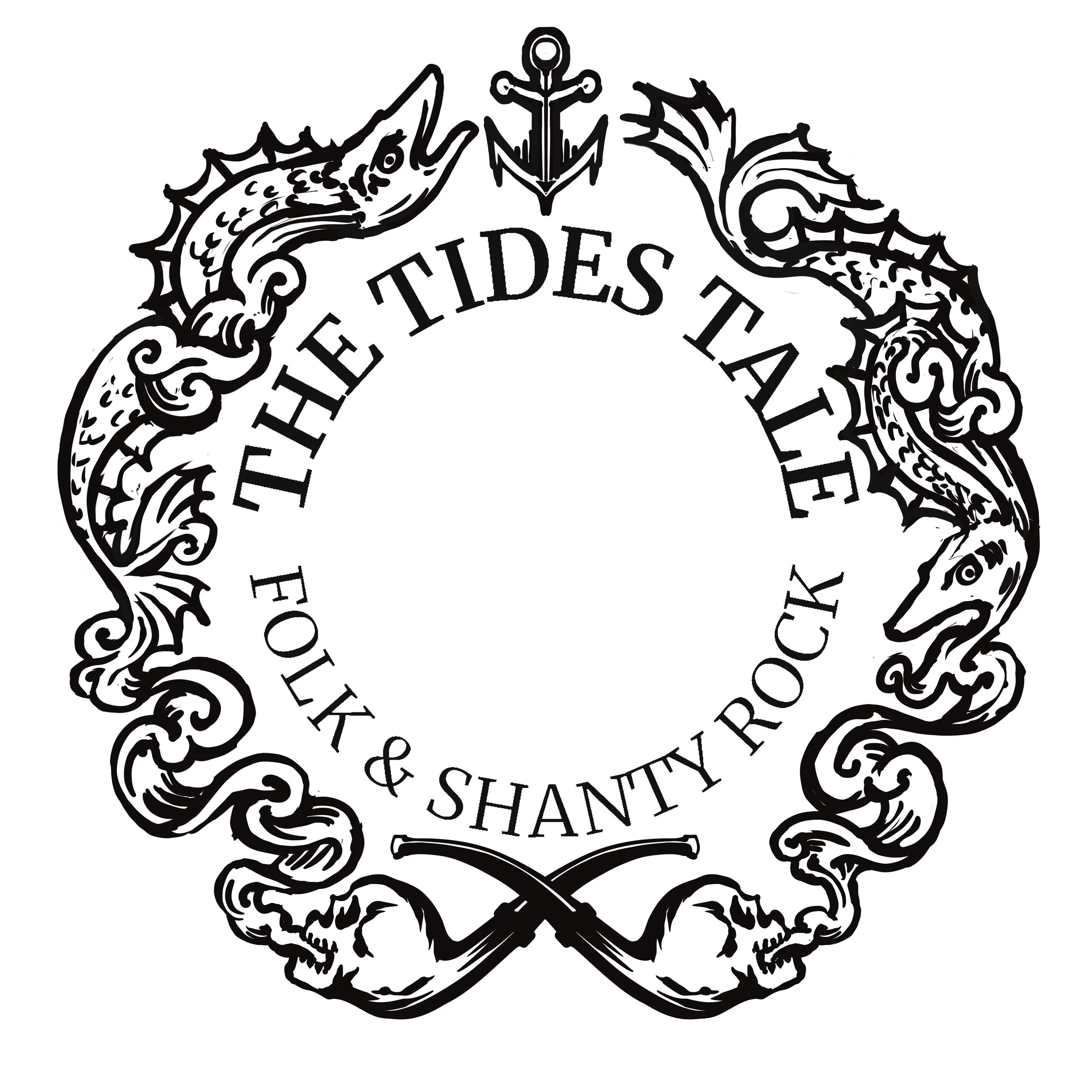 Sketch Bandlogo. 
The Tides Tale.
Schlagworte: Folk, Seefahrt, Merchandise. 
Feb. 2025. 