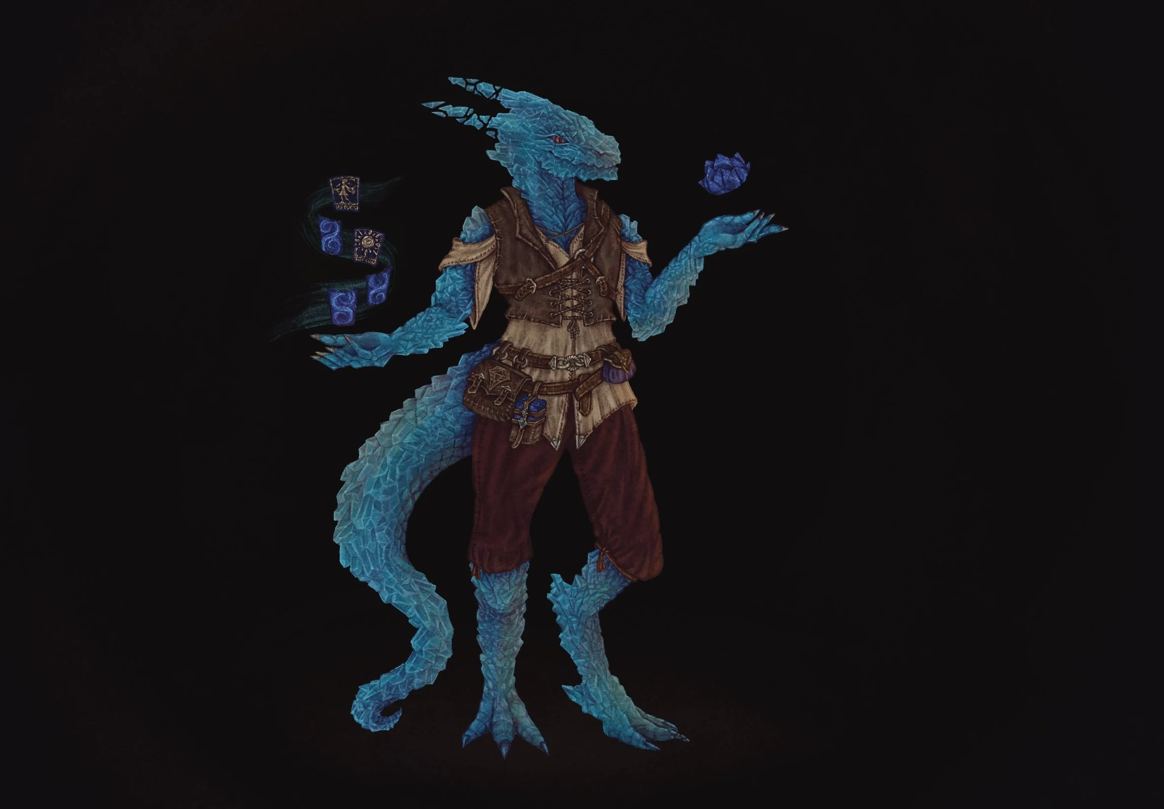 Drachen-Magier Charakter für Dnd. 
Schlagworte: Kristalldrache, Magie, Mittelalter, Fantasy. 
Nov. 2022. 