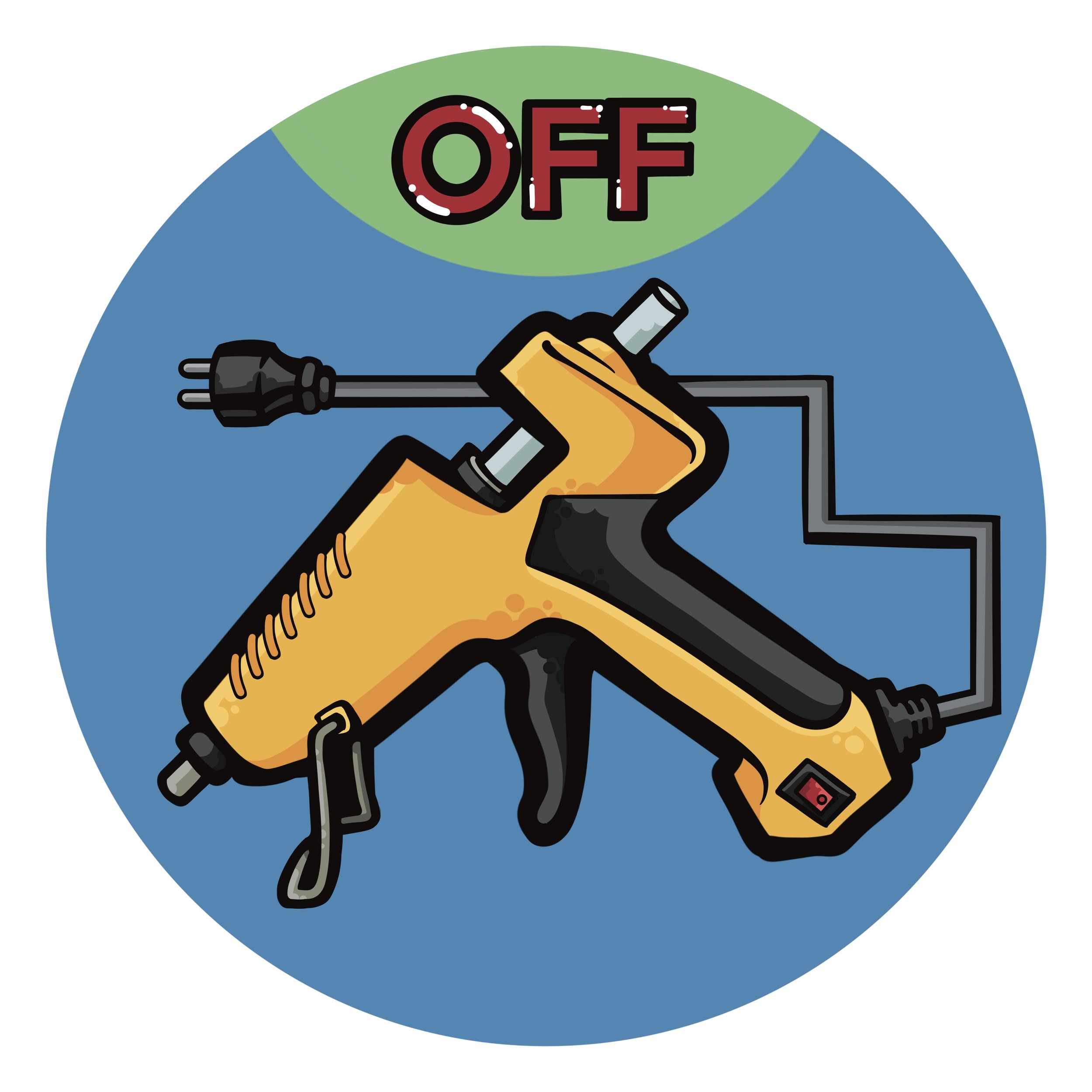 Infosticker Heißklebepistolen.
Timebreak Bonn.
Schlagworte: Informativ, Sicherheit. 
Mär. 2025.