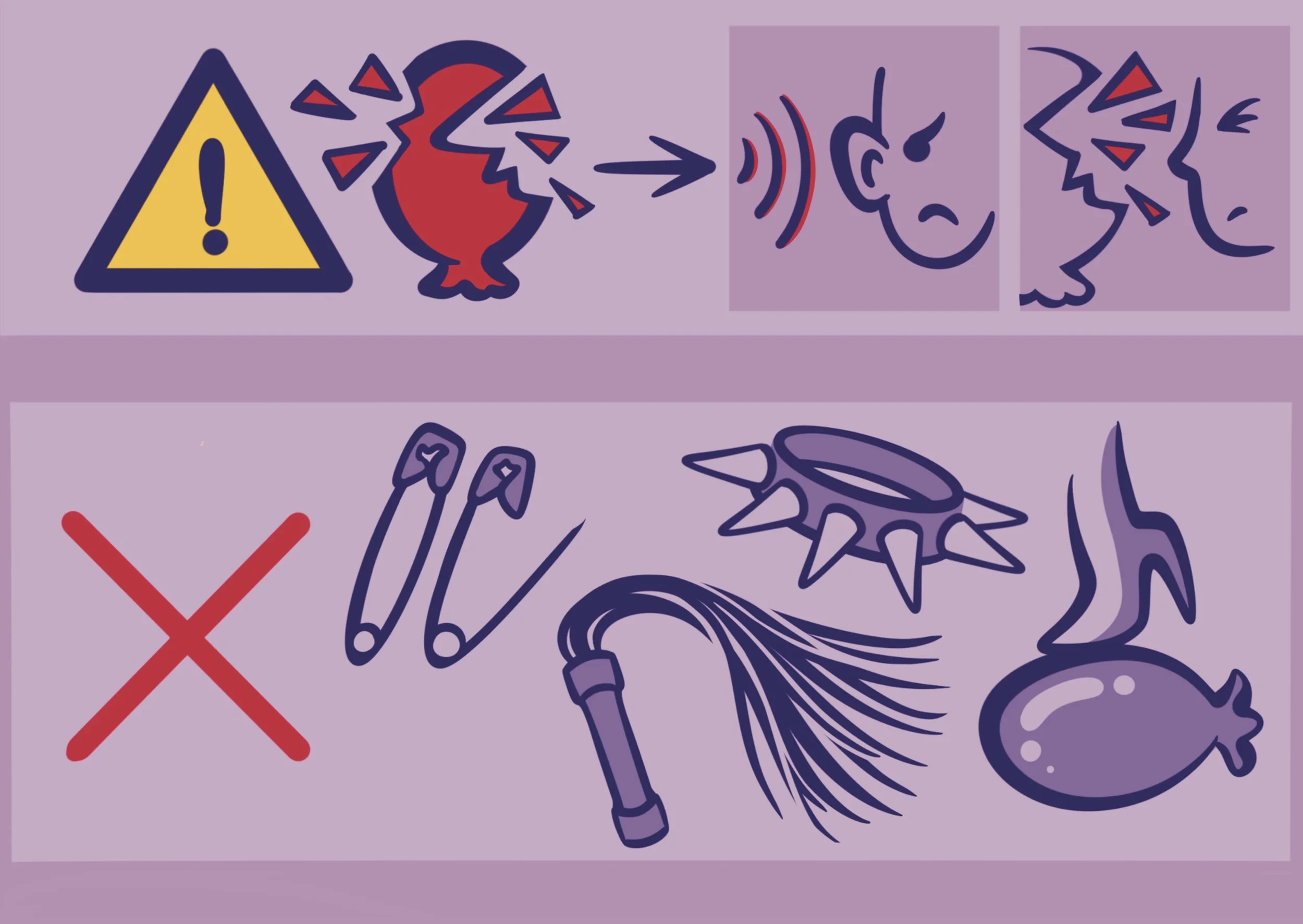 Warnhinweis Luftballons für freizügige Feier. 
Schlagworte: Informativ, Verspielt, Sexy. 
Jul. 2025. 