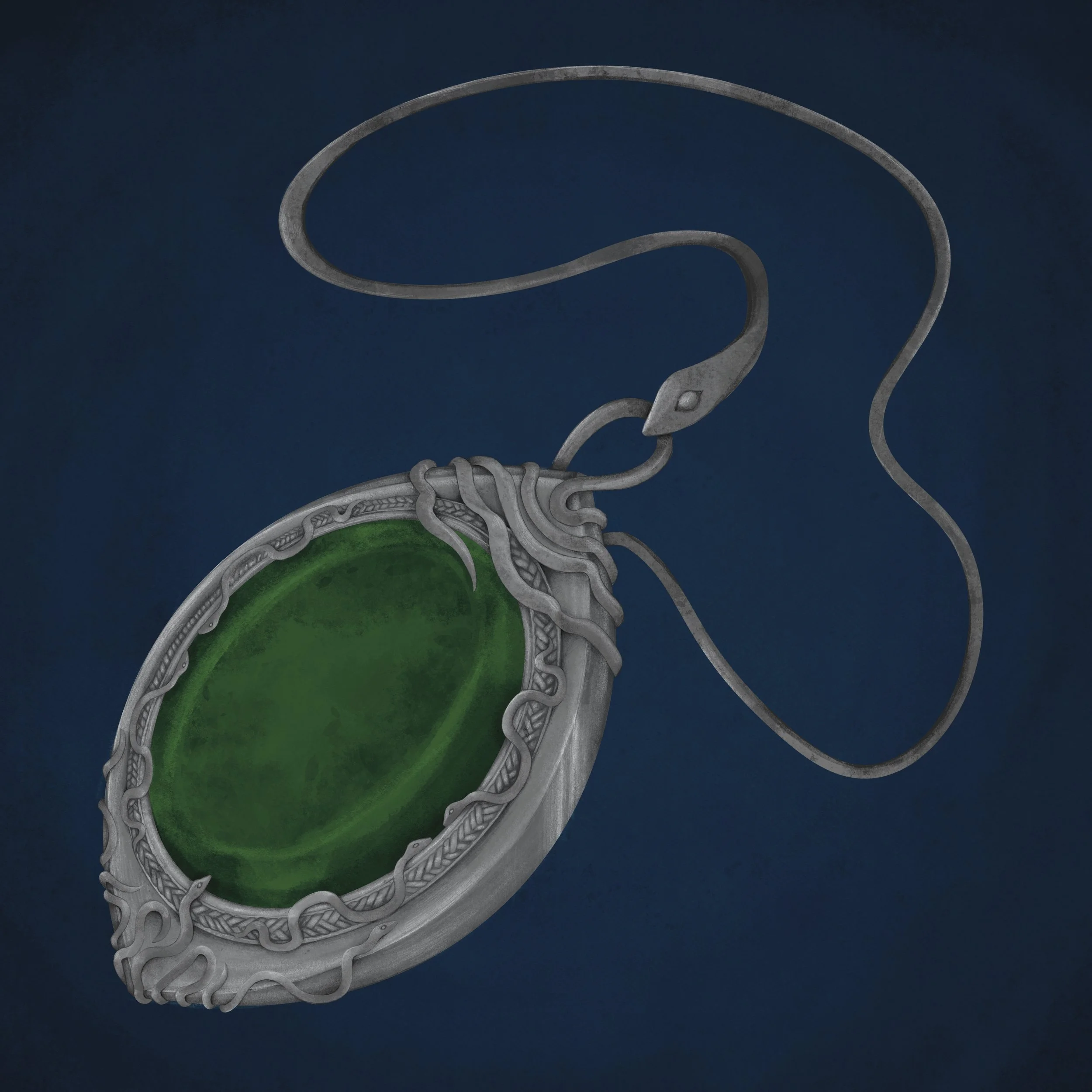 Mystische Kette. 
Schlagworte: Wald, Metall, Silber, Geheimnisvoll. 
Jul. 2023.  