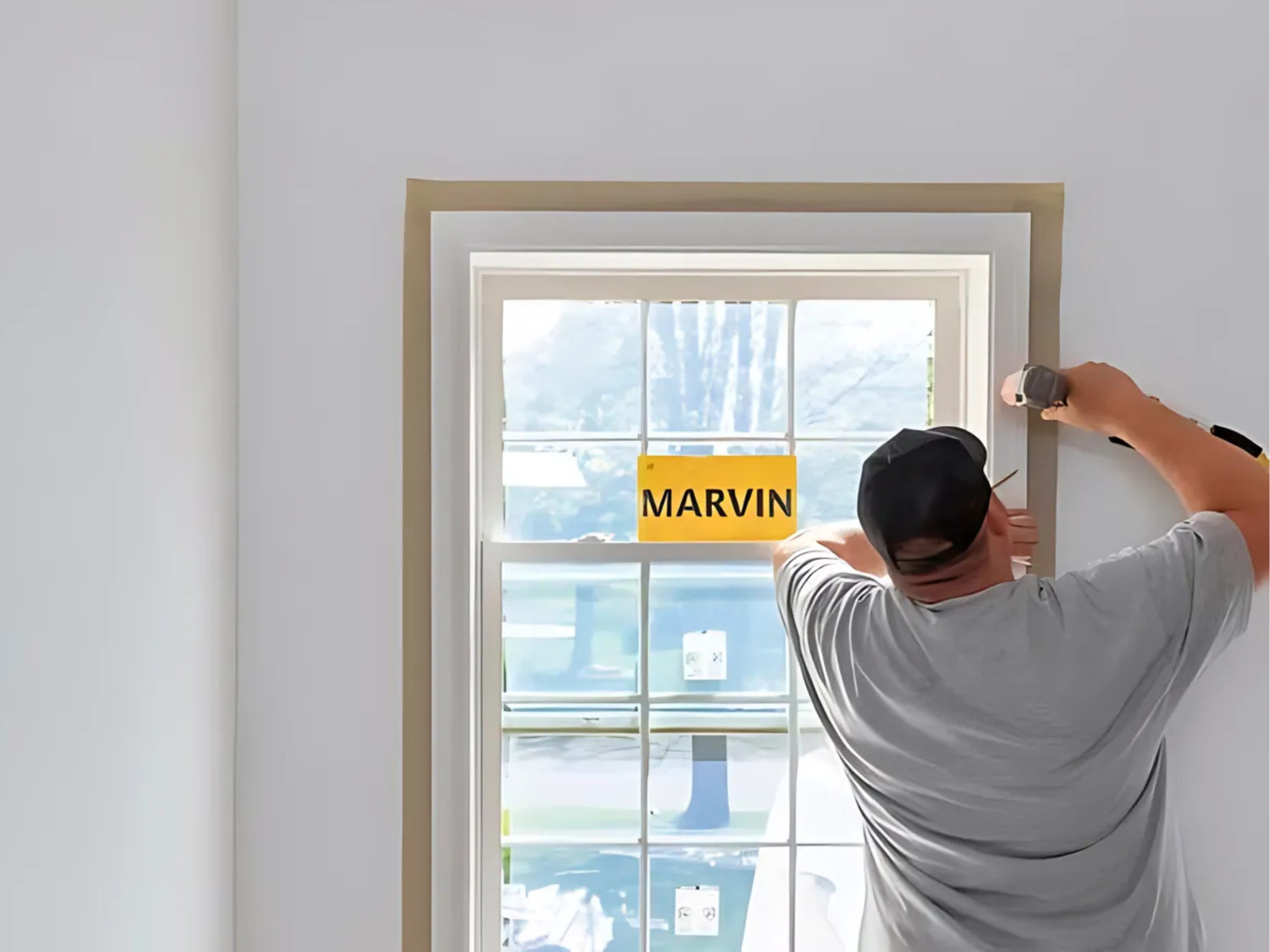Marvin windows are being installed in a home.
