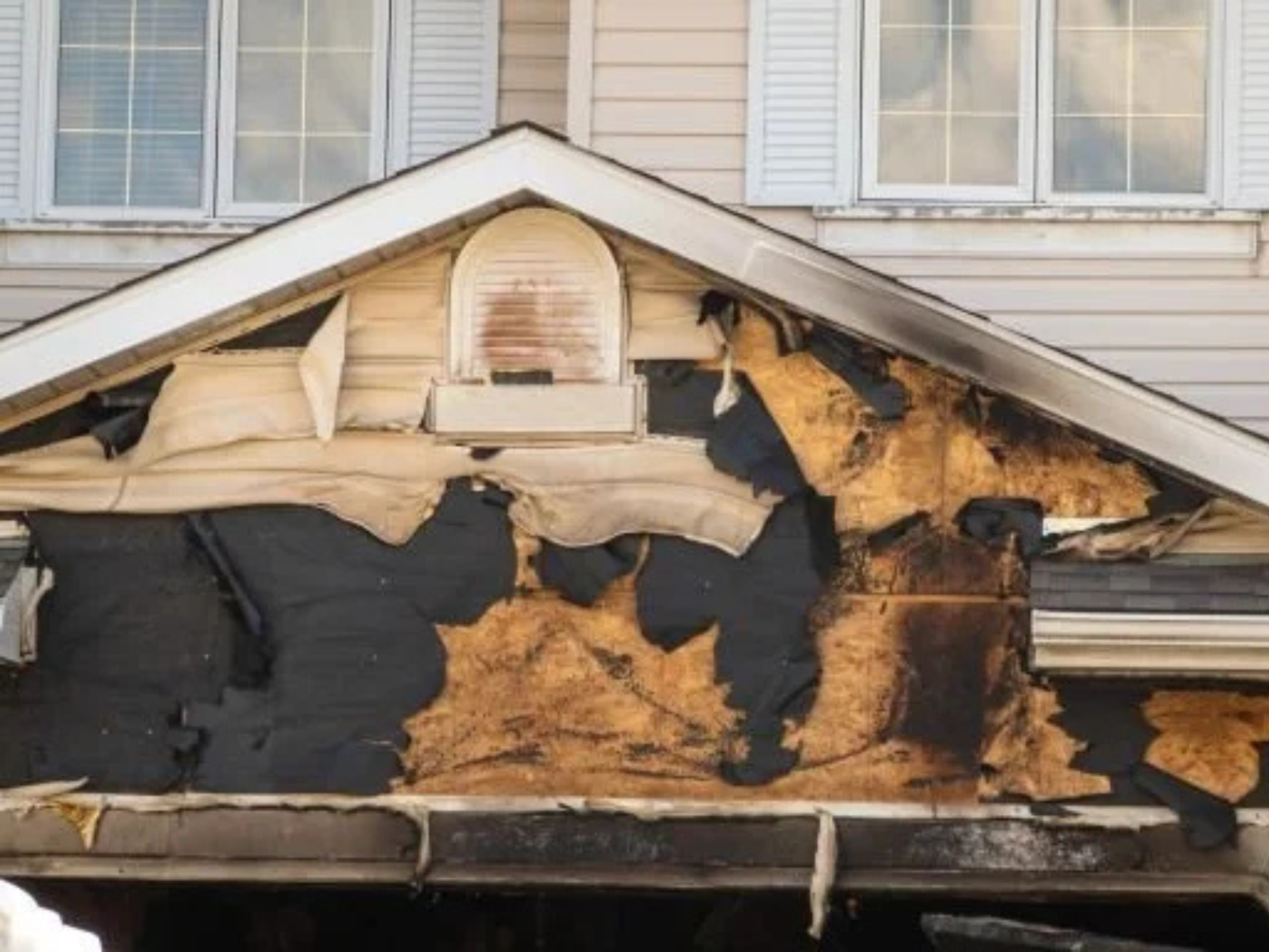 A home that has been impacted by fire damage.