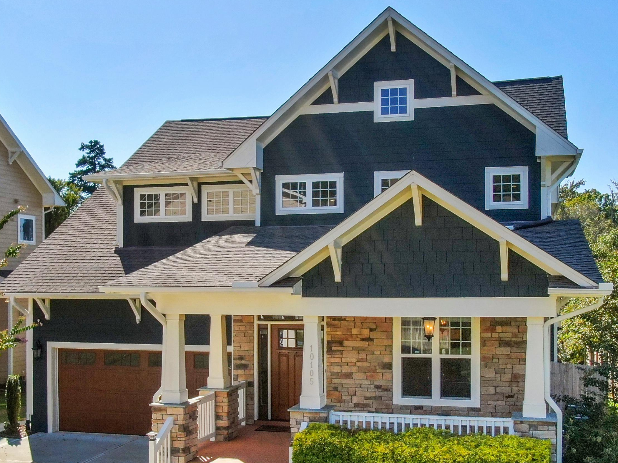 Gutters on this beautiful midwest home protect the foundation.