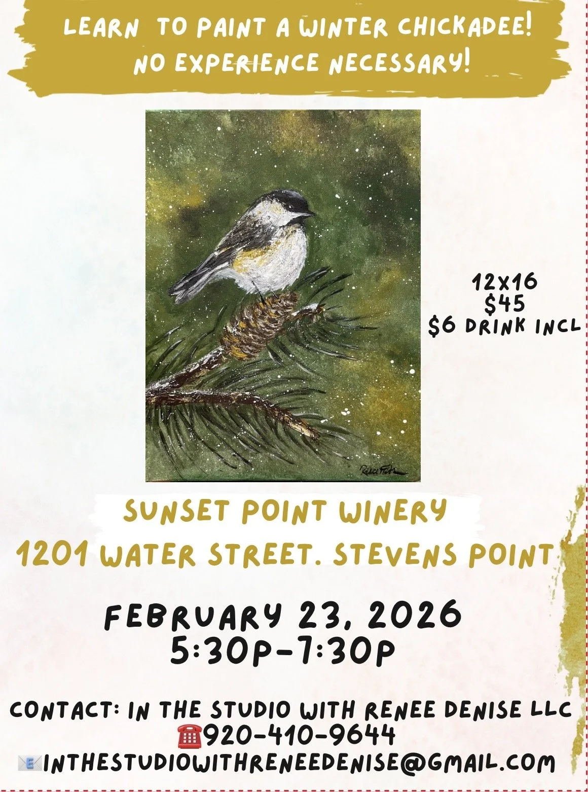 Learn to paint a winter chickadee!