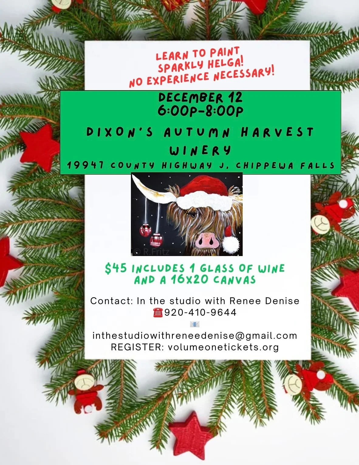 Sip &amp; Paint: Helga the highland cow at Dixon's Autumn Harvest Winery!