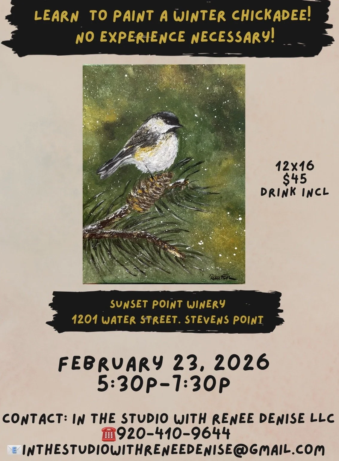Learn to paint a winter chickadee!