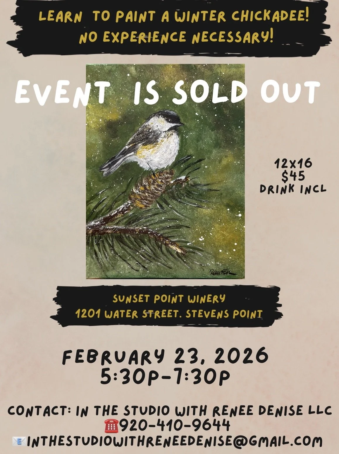Learn to paint a winter chickadee!