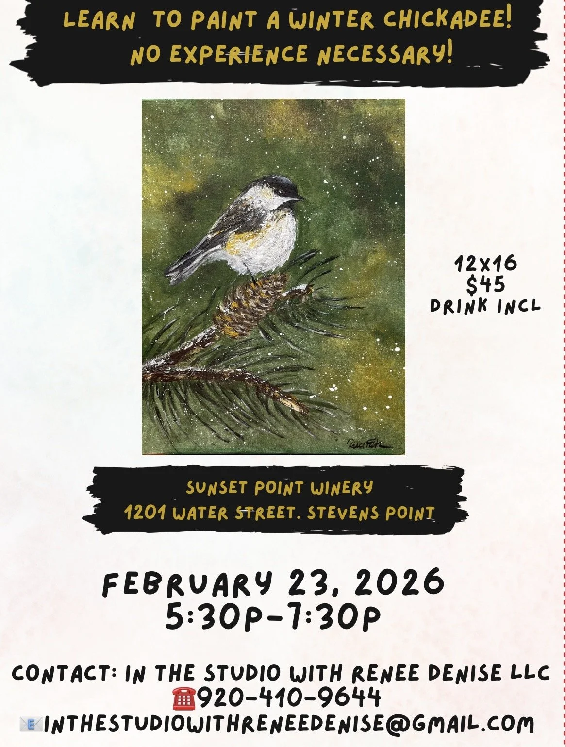 Learn to paint a winter chickadee!