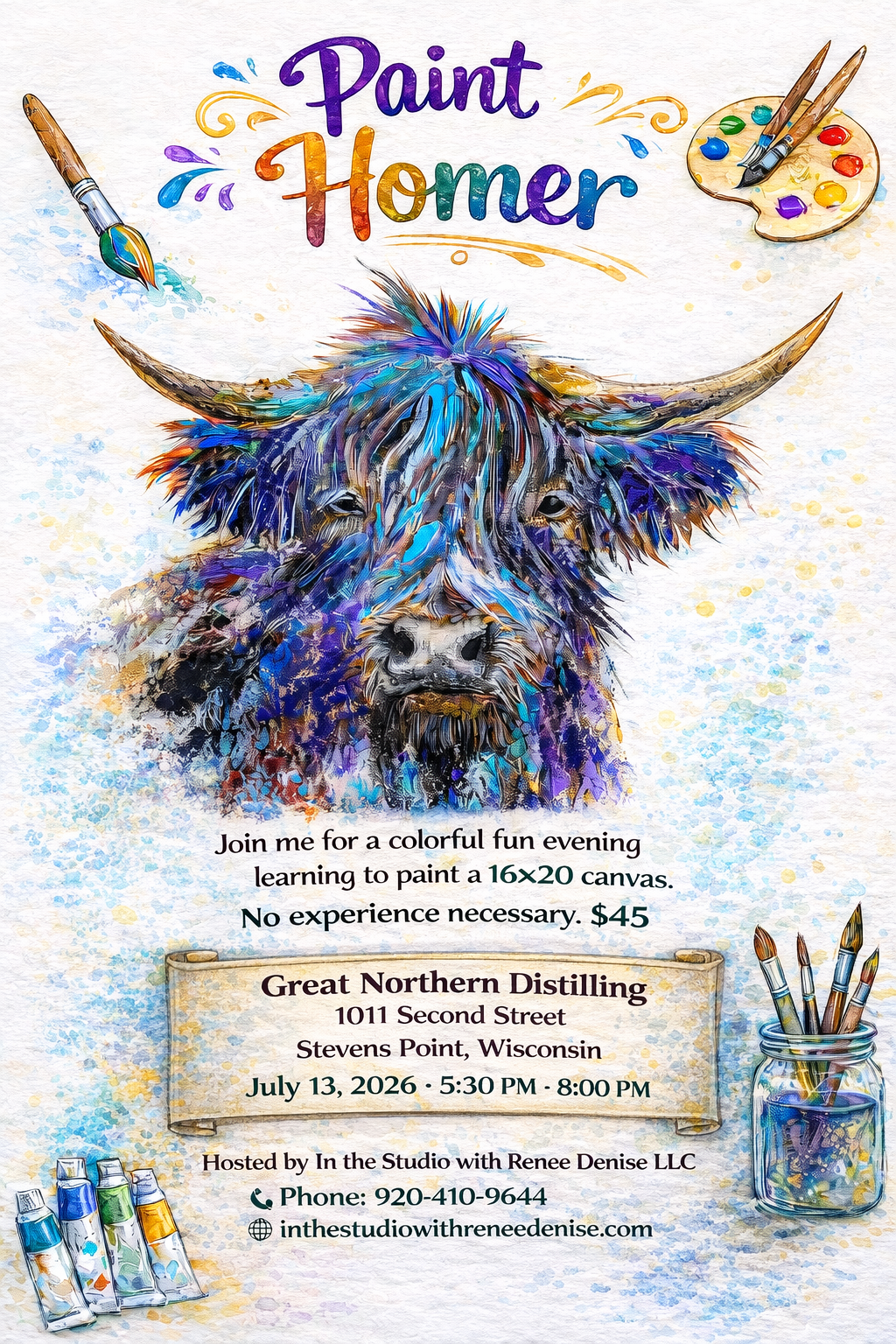 Learn to paint HOMER! at Great Northern Distilling! 