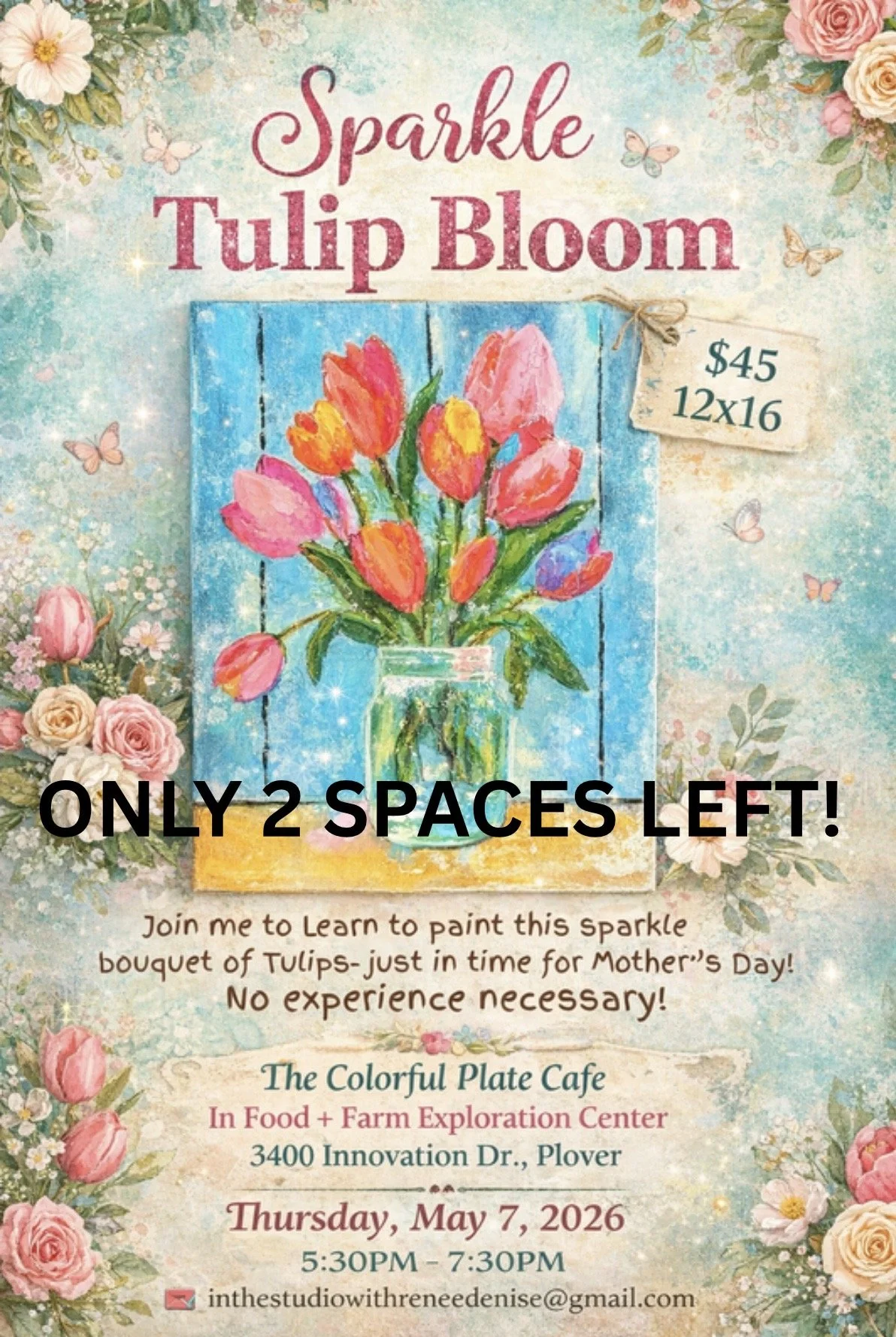 Let’s paint a sparkle tulip bloom painting at Colorful Plate Cafe'!