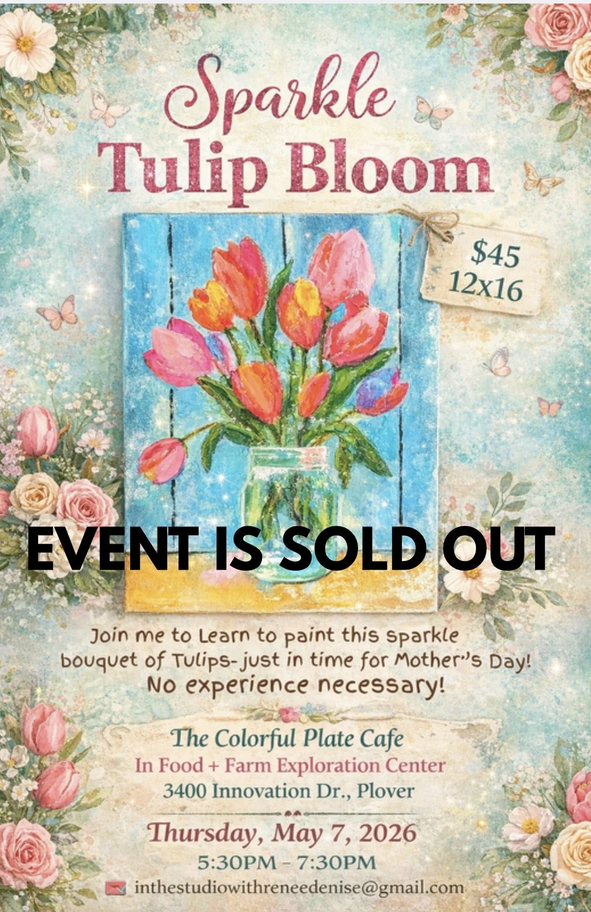 Let’s paint a sparkle tulip bloom painting at Colorful Plate Cafe'!