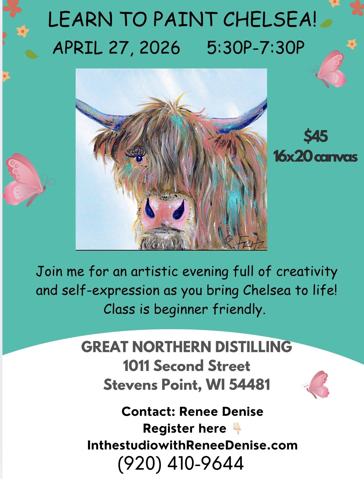 Learn to paint Chelsea the colorful highland at Great Northern Distilling!