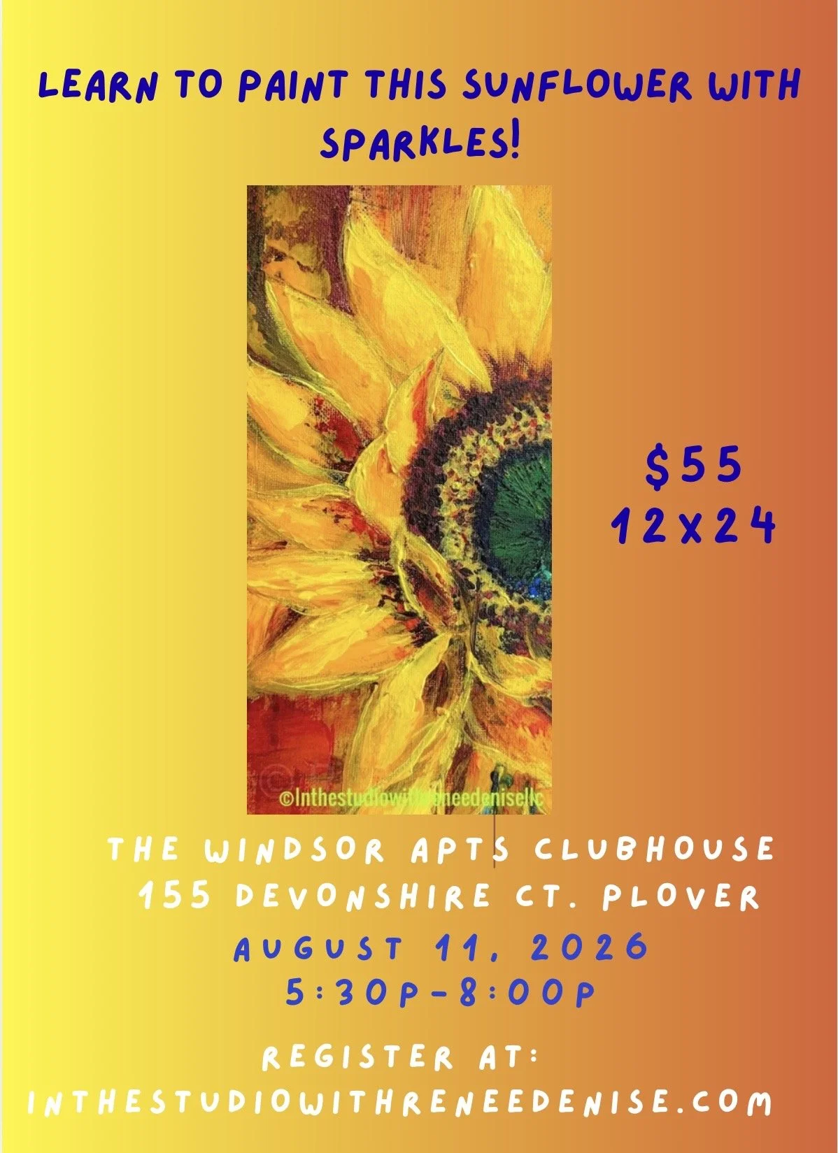 Learn to paint a 12x24 sparkle sunflower!