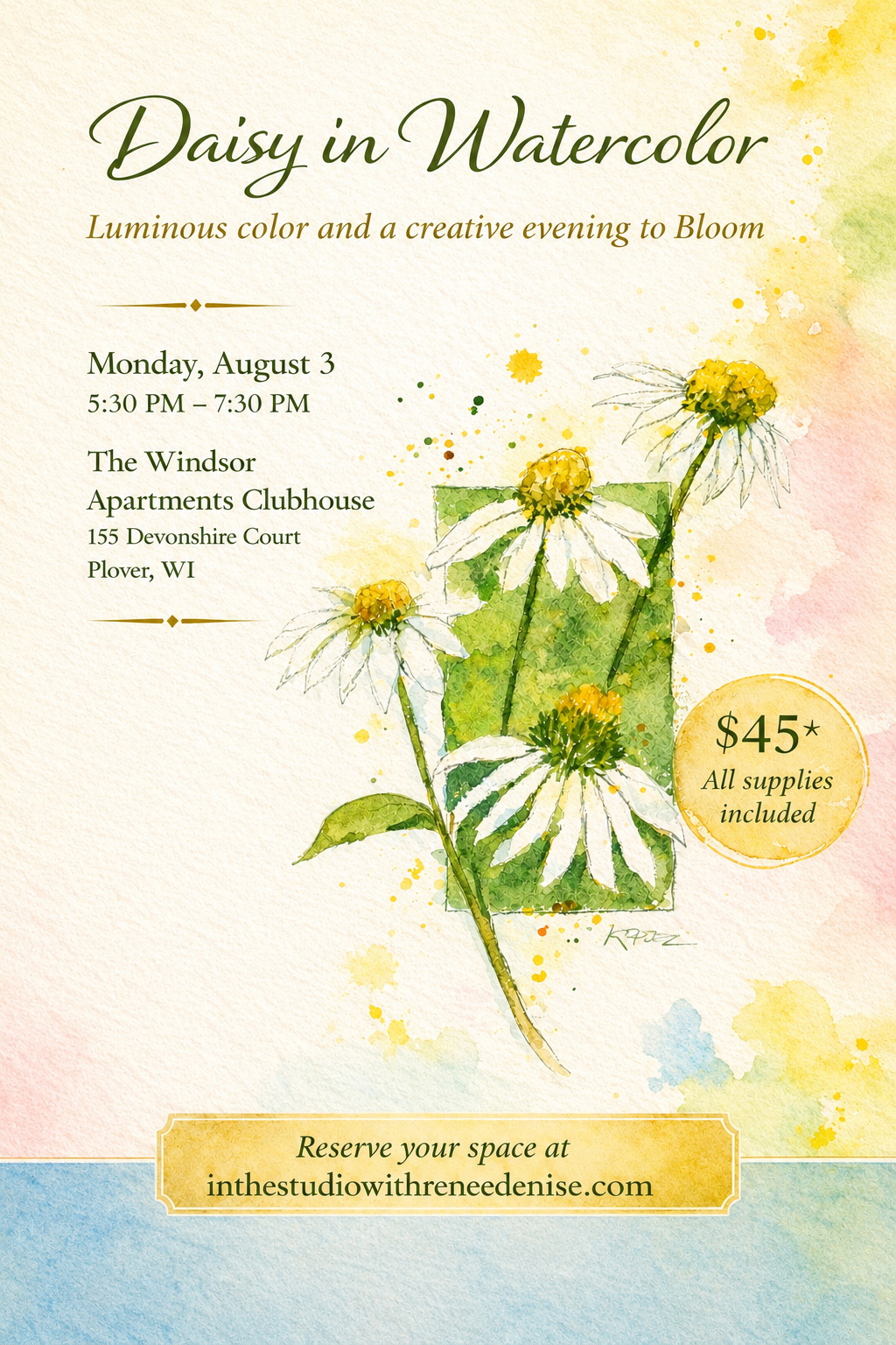 Daisy in watercolor workshop