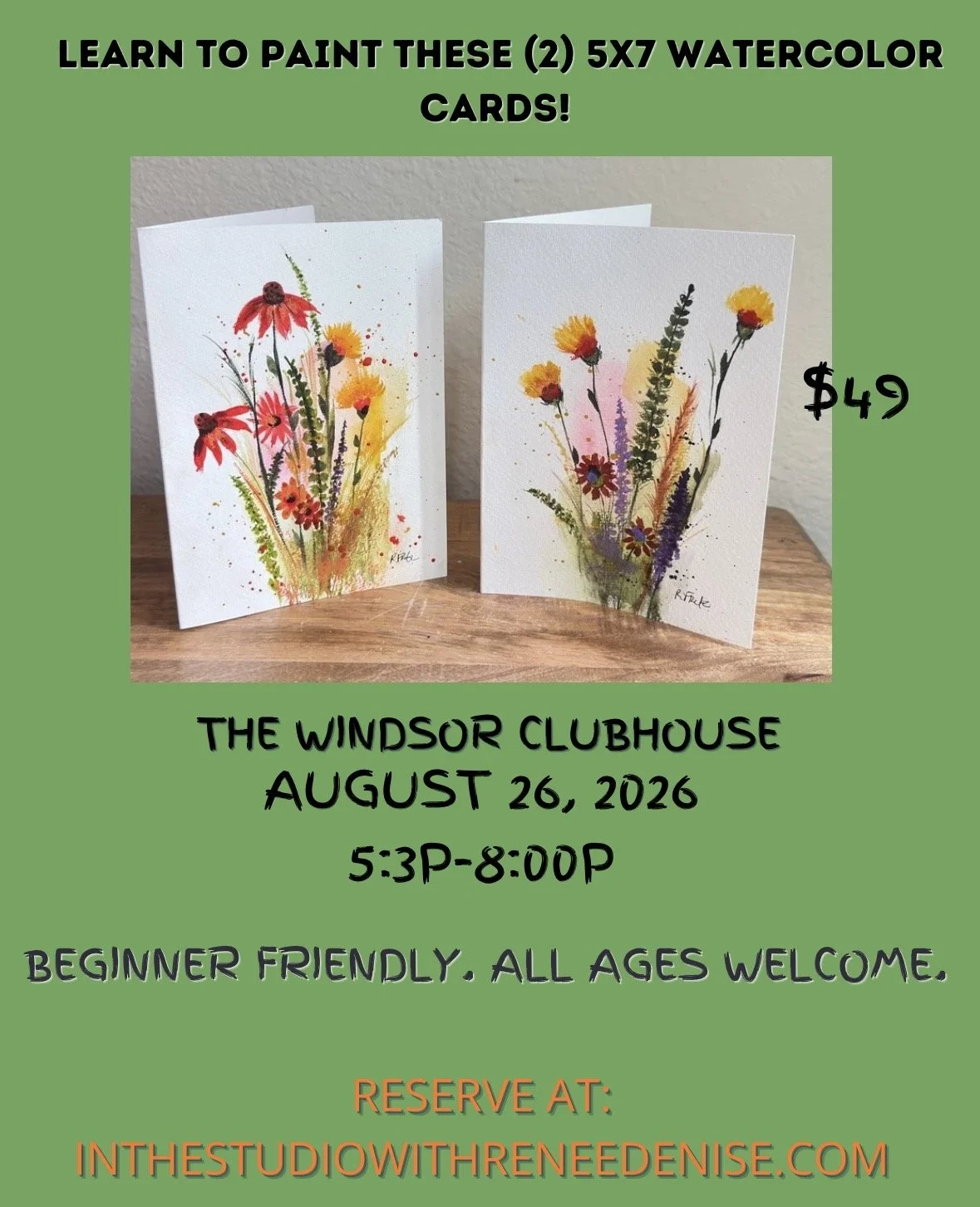 Learn to paint  2  watercolor wildflower cards!
