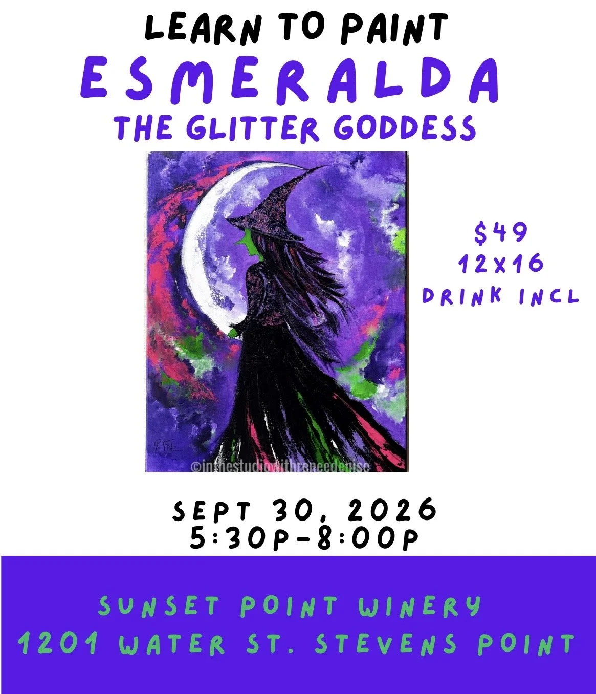 Esmeralda- the glitter goddess at  Sunset Point Winery!