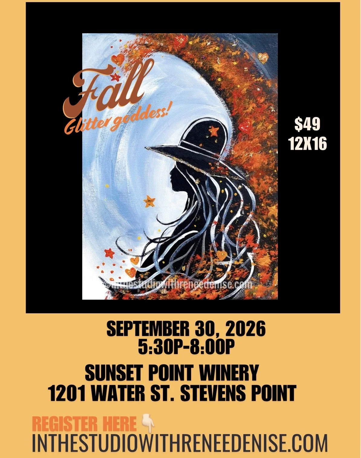 Sunset Point Winery- Lets paint a Fall glitter goddess!