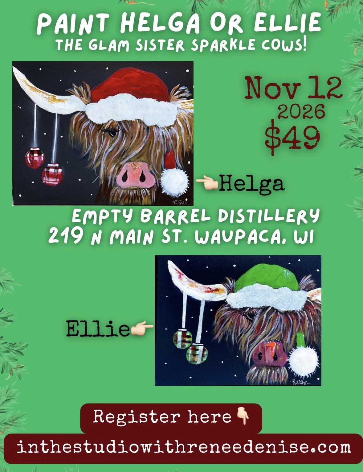 Empty Barrell Distillery- Let’s paint Helga or Ellie the sparkle cows!