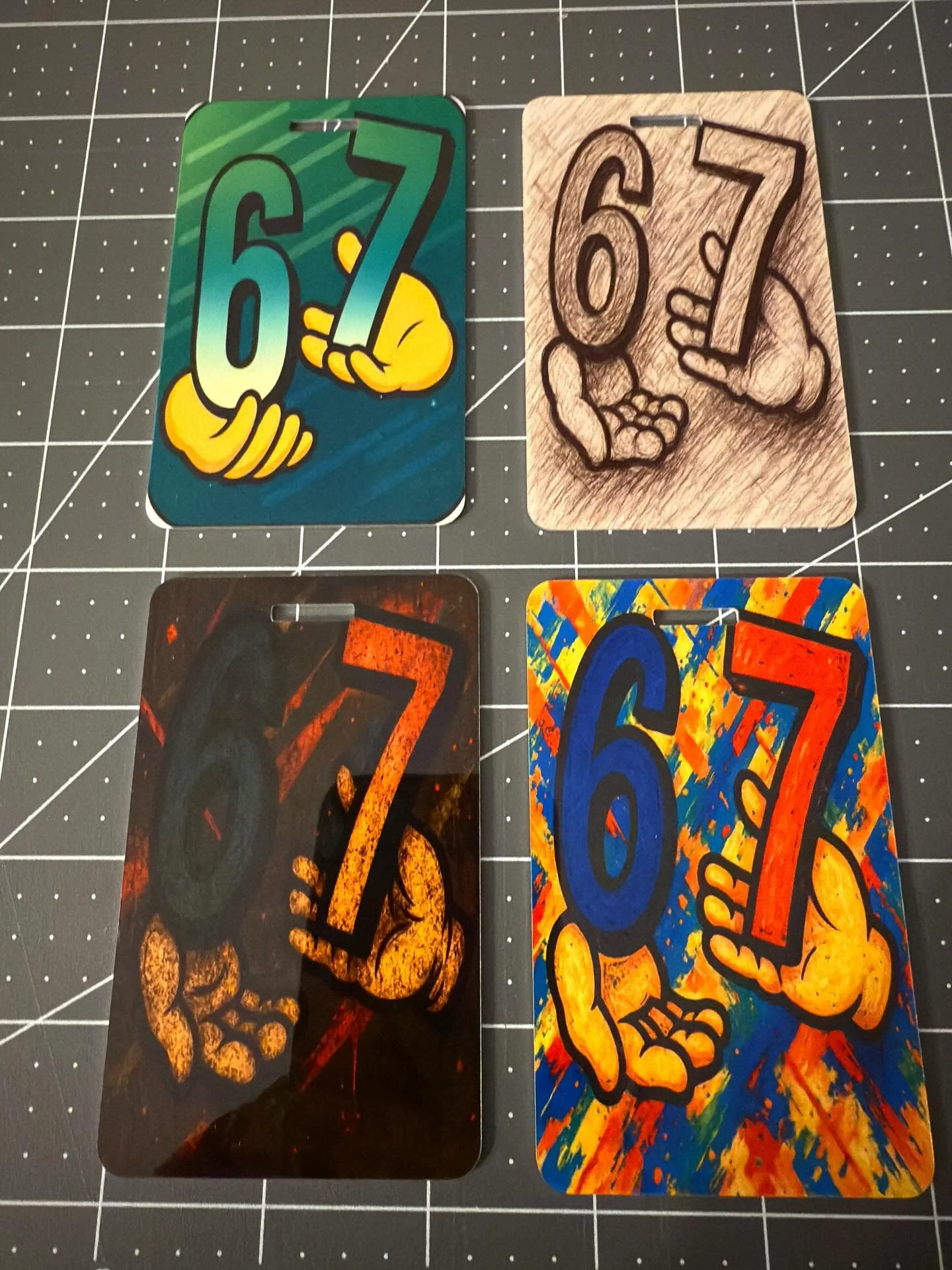 Crafting custom luggage tags tonight, paying homage to the '67 vibe! Graphic design almost done, and they'll be for sale soon. Want one? DM for pricing and customization info strap or steel wire options available. We handle sublimation, archival prin