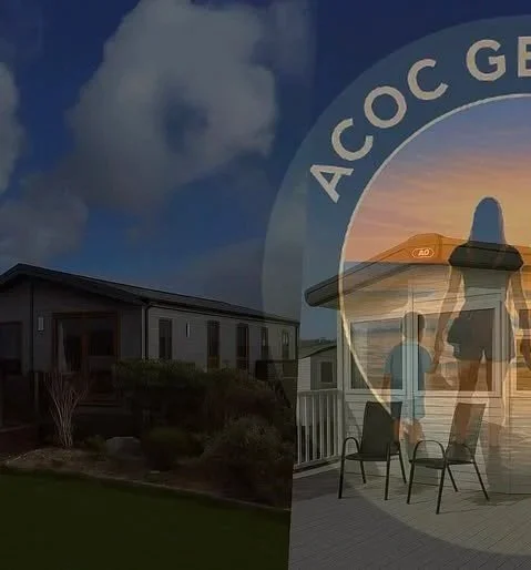 A reflection of a woman in a window with an outdoor scene and a partially visible round sign that reads 'AO C G'.